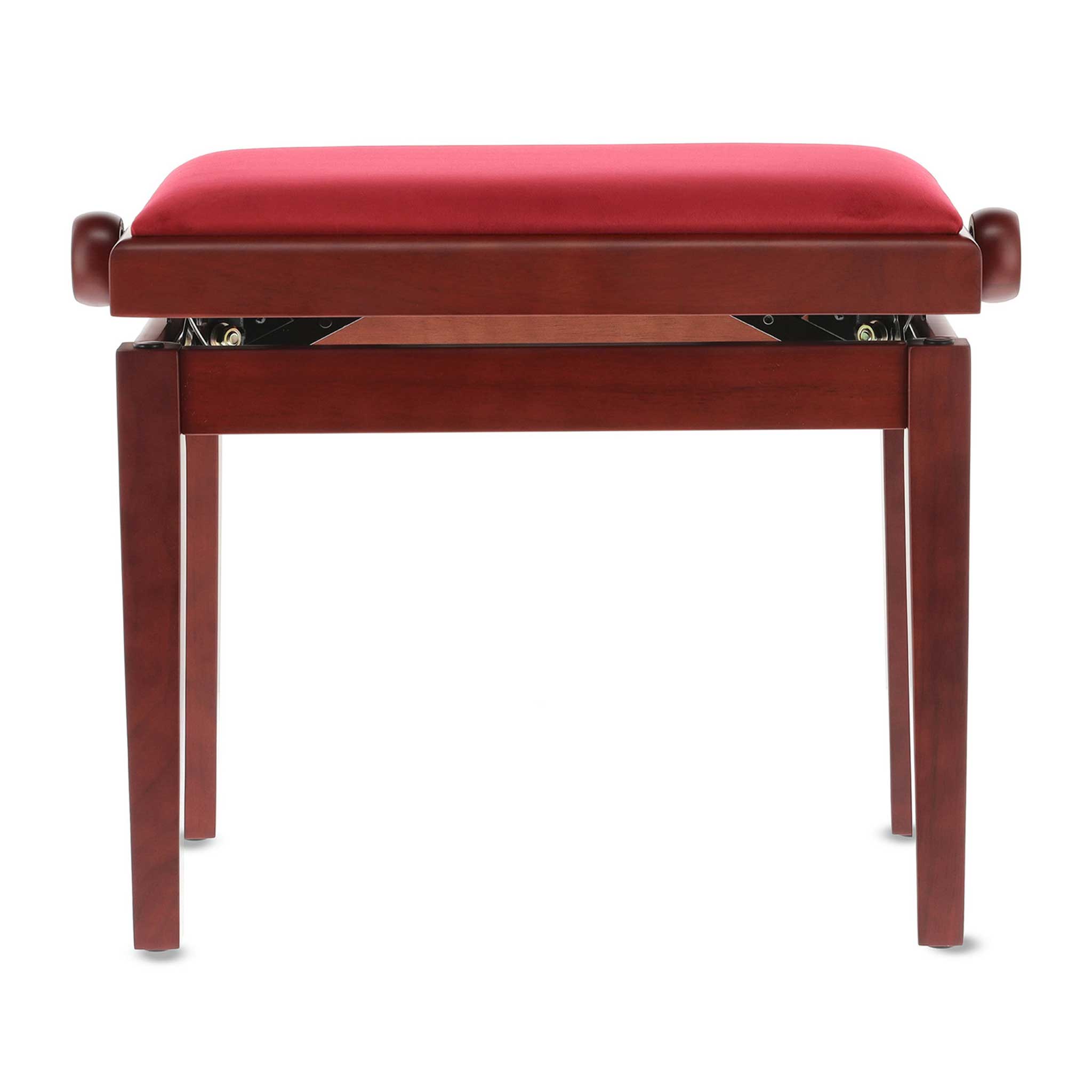 Gewa Pianobank mahagoni matt mit sitzpolster in bordeaux rot