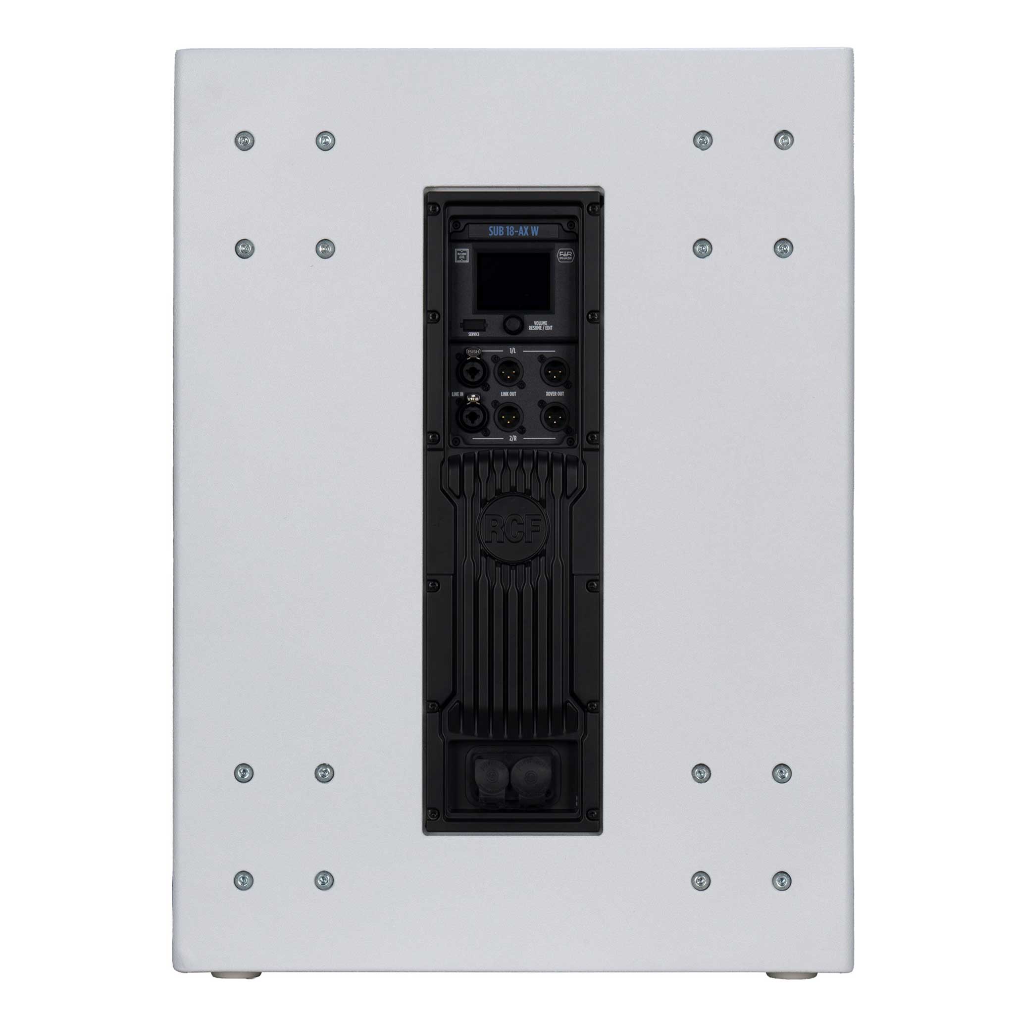RCF Subwoofer 18AX weiss Rückseite mit DSP