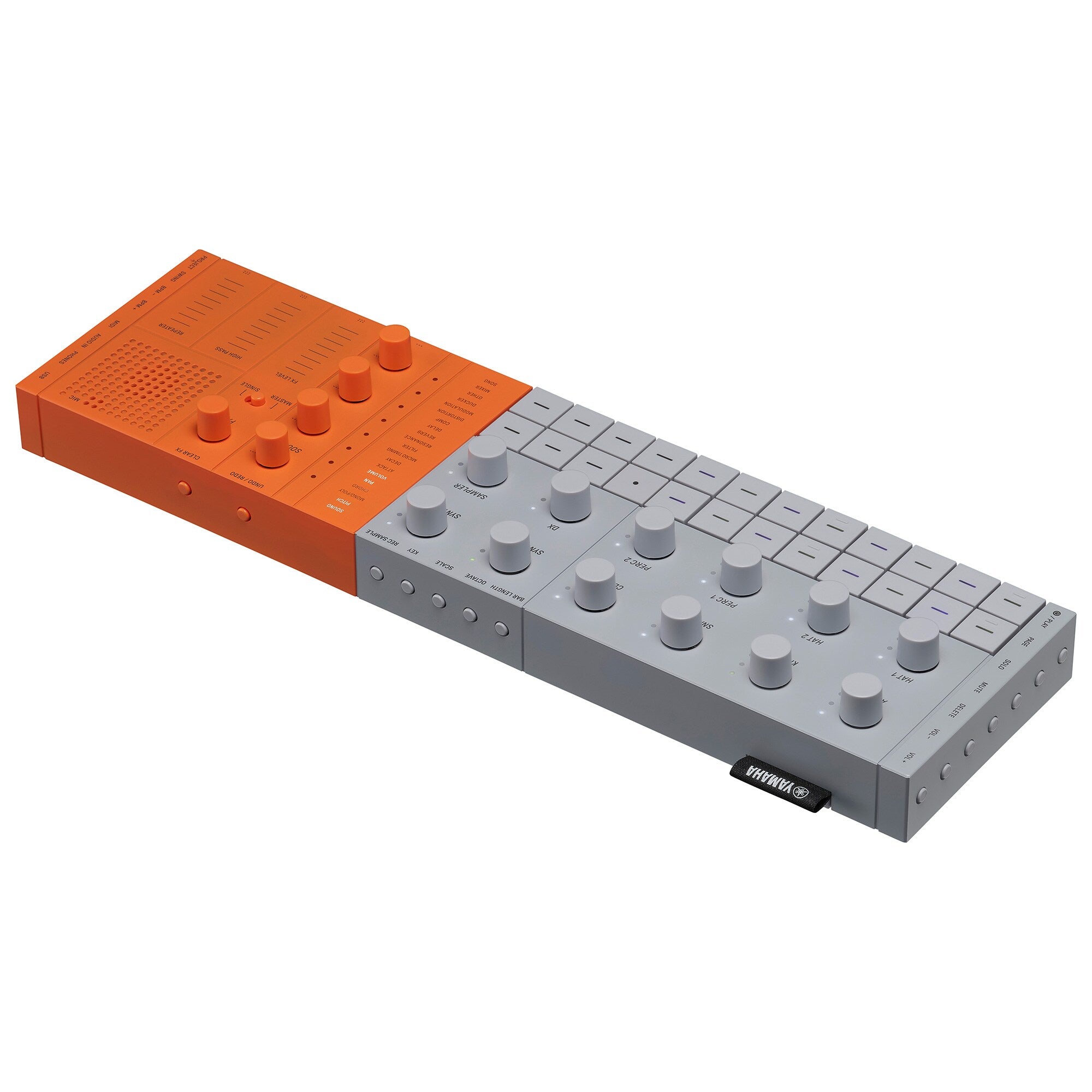 Yamaha Seqtrak Orange Grau hinten rechts