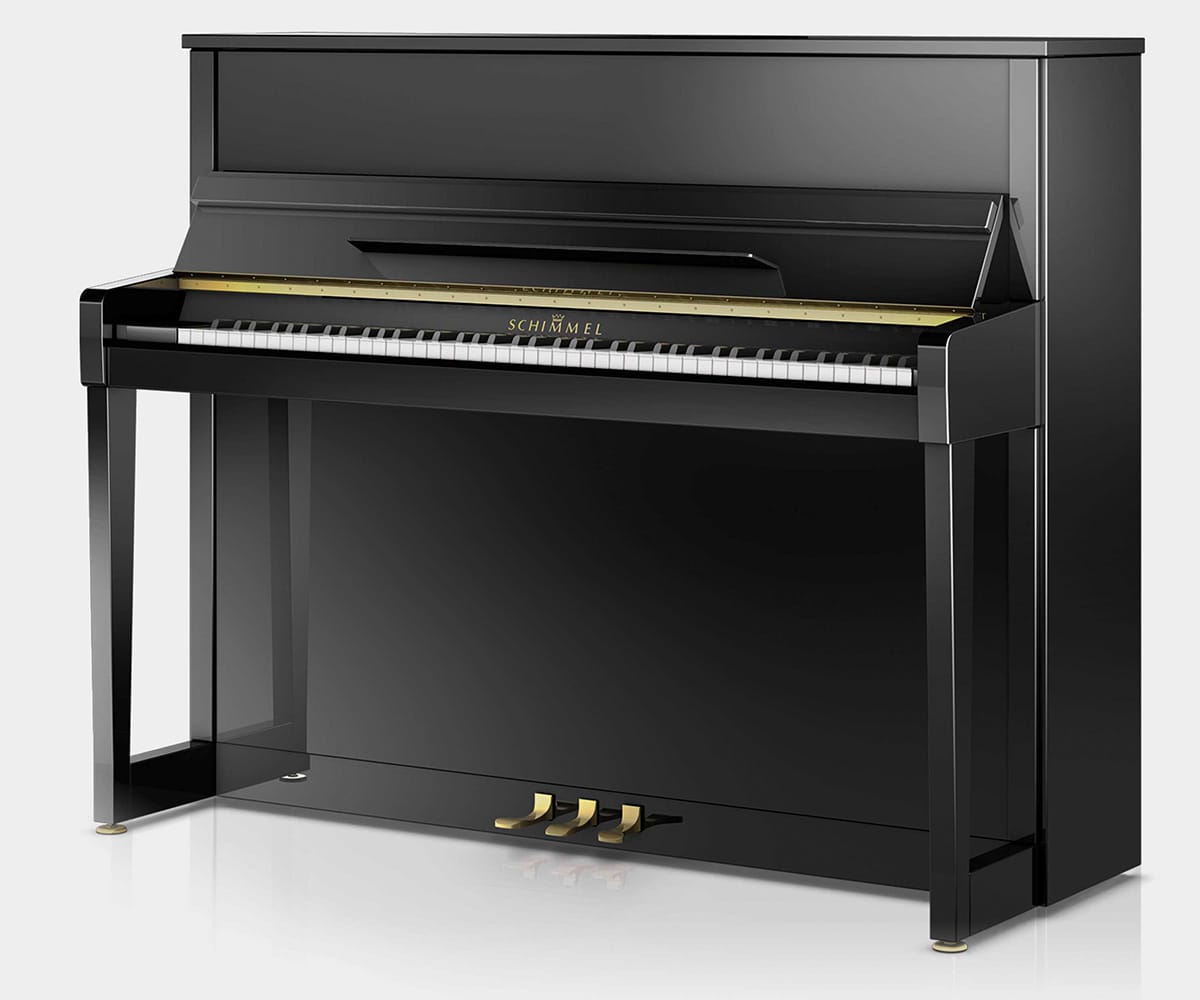 Schimmel C121 Elegance Manhattan schwarz poliert Tastenklappe offen