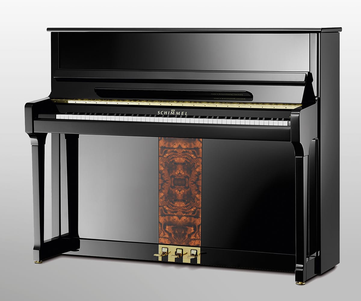 Schimmel C121 Tradition Noblesse schwarz  mit Wurzel Nuß Applikation
