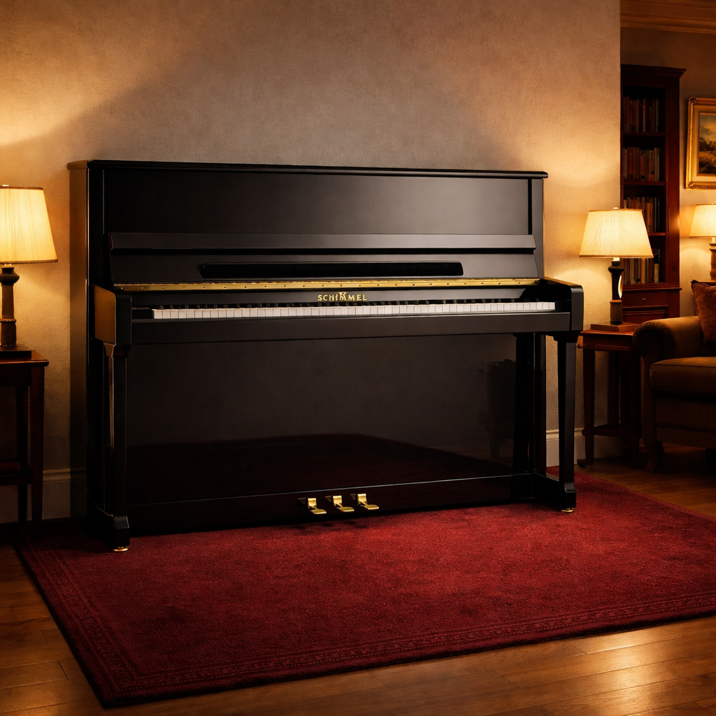 Schimmel C 116 Tradition in Wohnraum mit Rotem Teppich