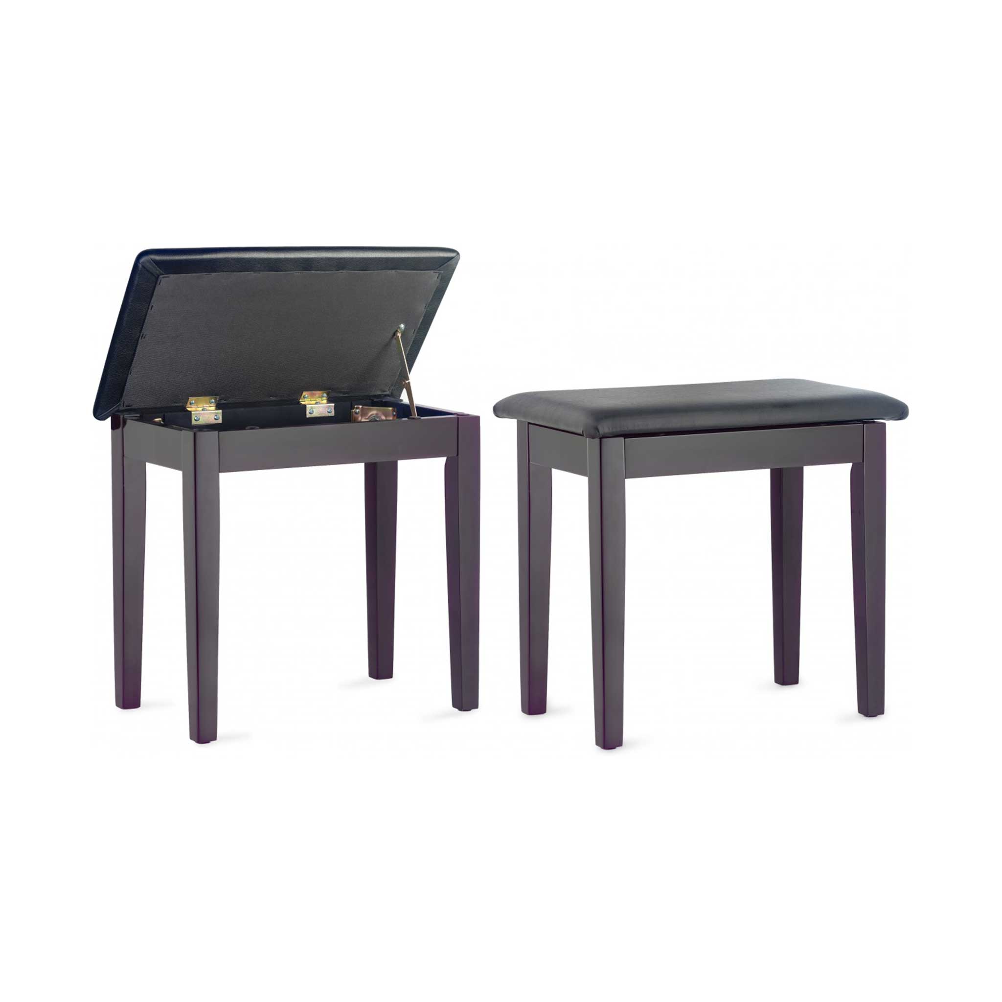 Stagg Pianobank rosenholz matt mit Staufach Deckel geöffnet Kunstleder sitz weißer Hintergrund
