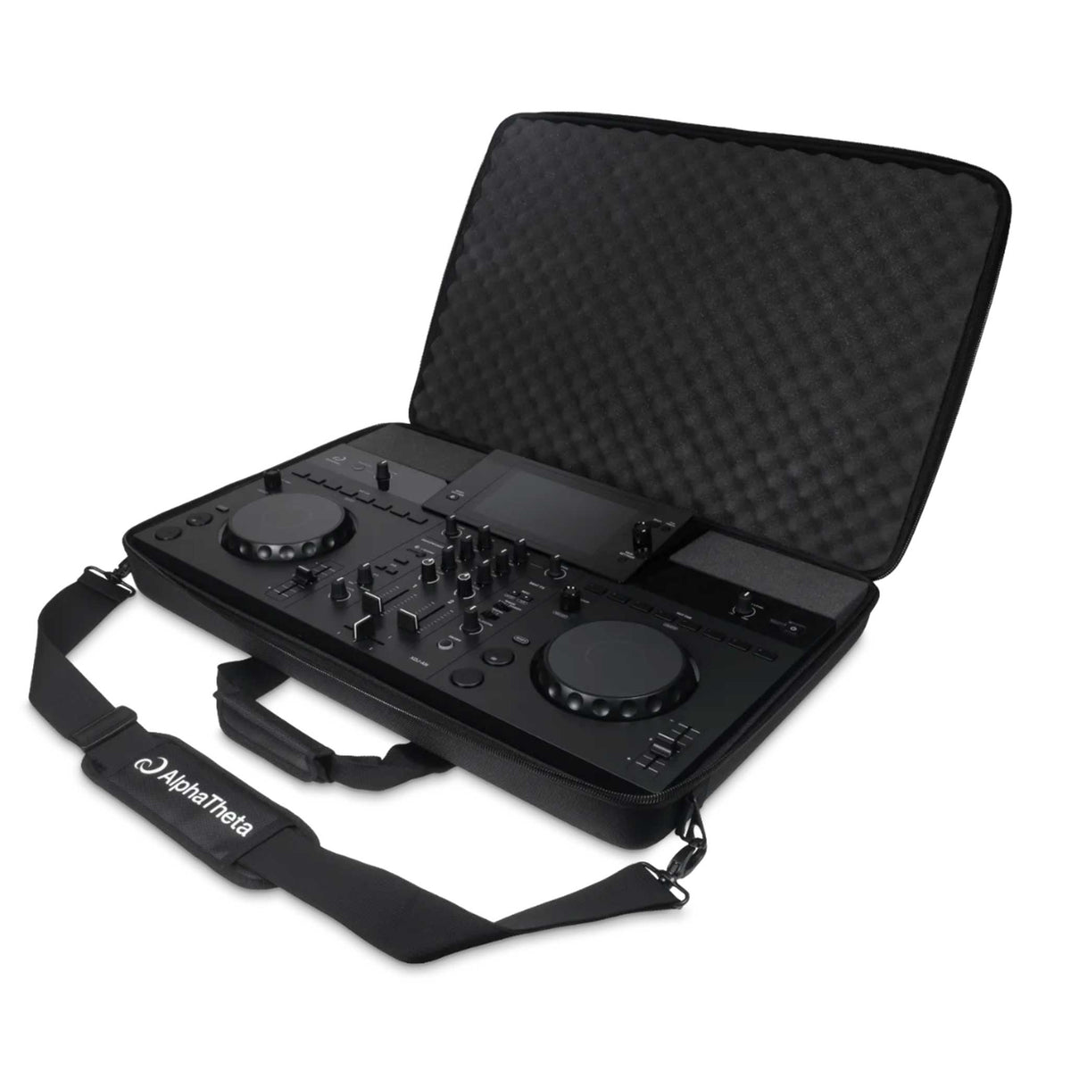 Alpha Theta XDJ AN Bag mit Controller offen schwarz Schrägansicht