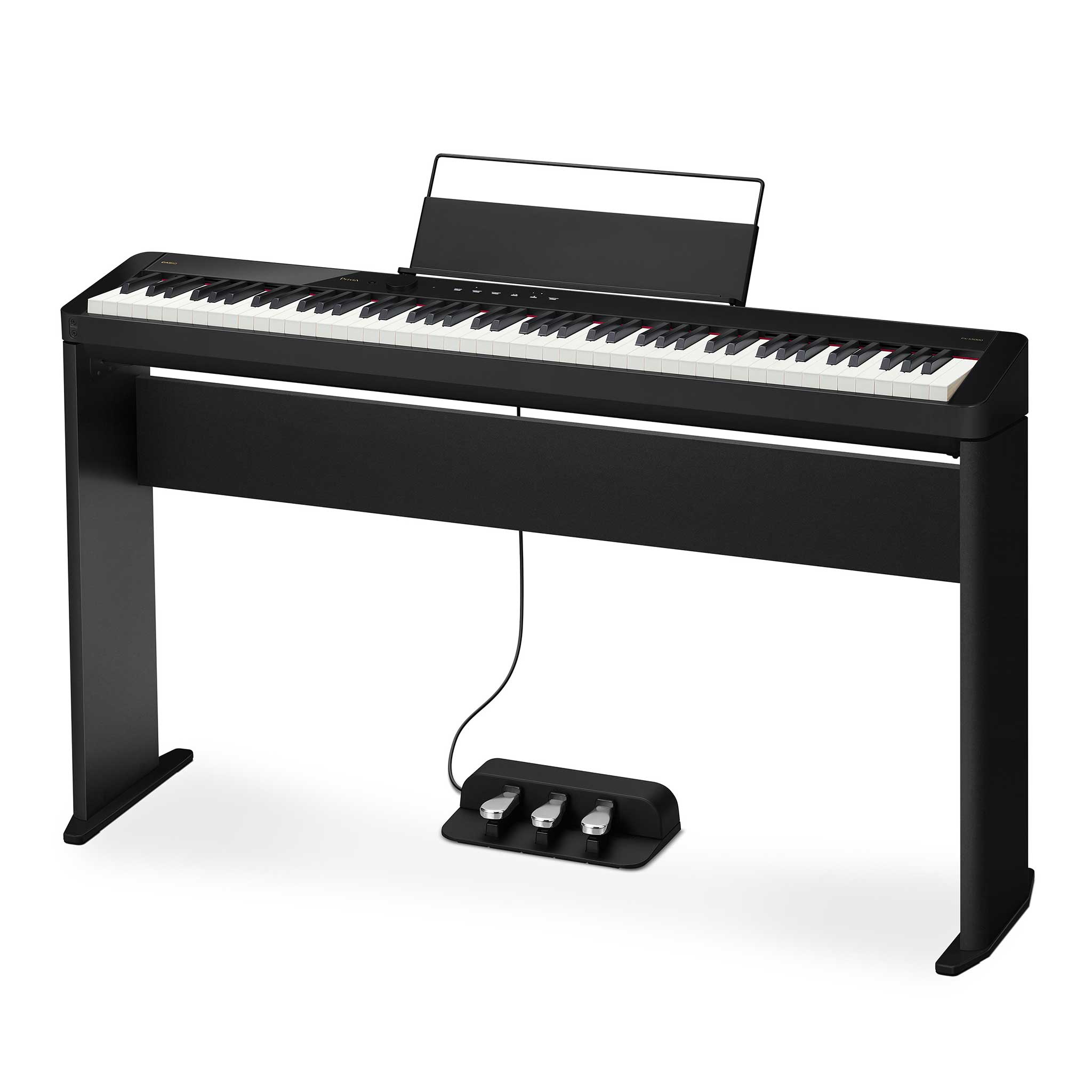 Casio Privia PX-S5000BK Set mit CS68 Stand SP34 Pedal angle left