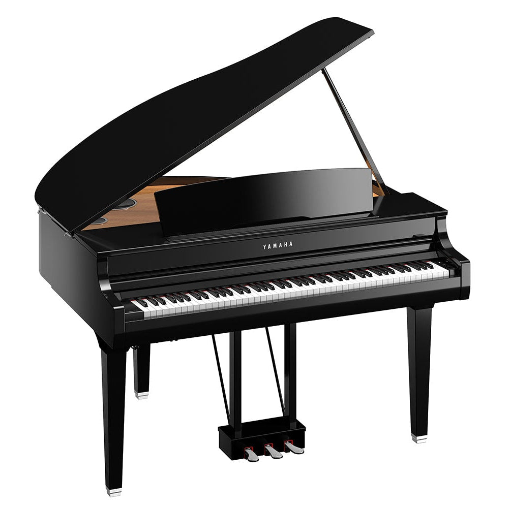 Yamaha Clavinova CSP-295GP Digitalflügel schwarz auf weißem Hintergrund mit offenem Deckel