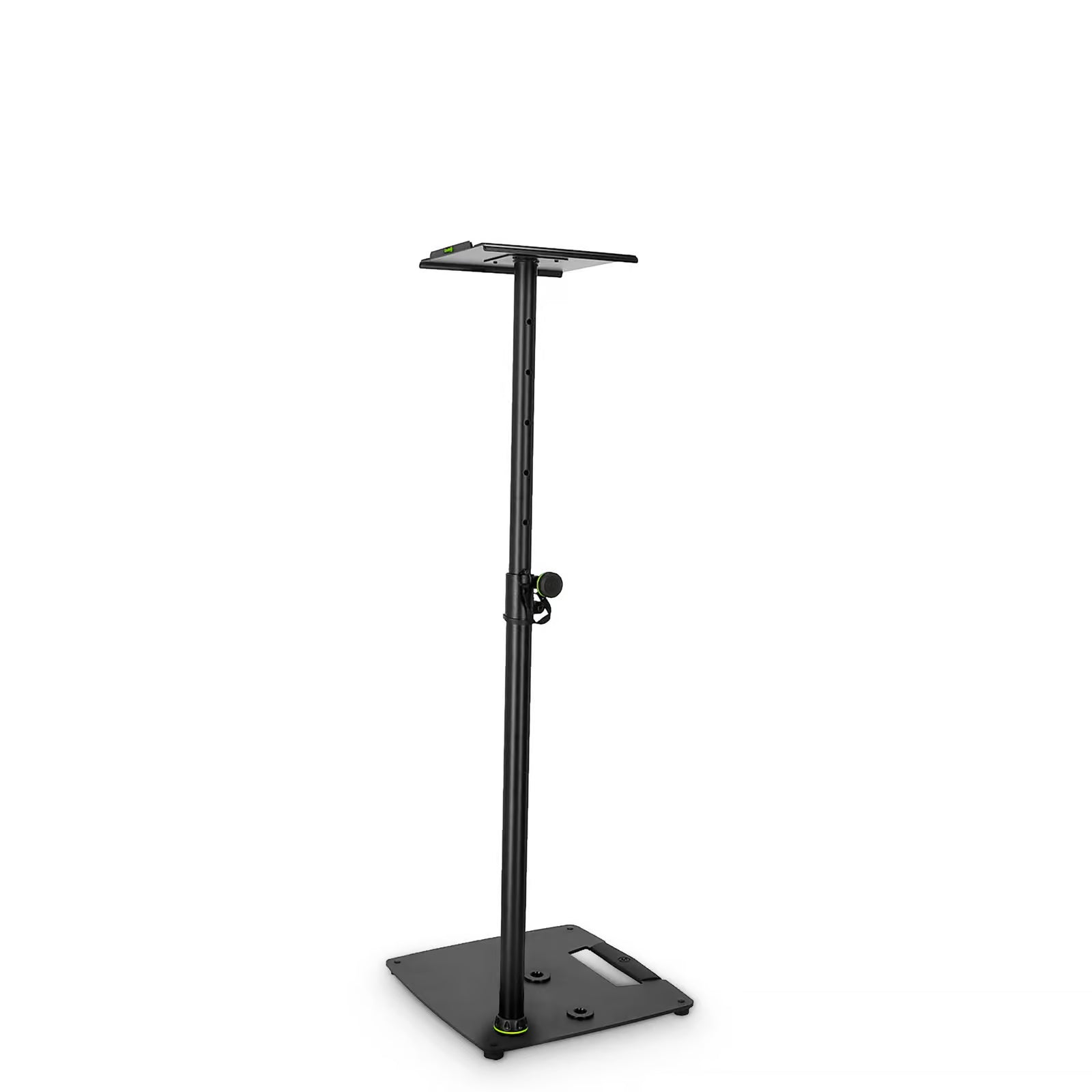 Gravity Studio Monitor Ständer mit quadratischem Stahlsockel schwarz exzentrisch montiert