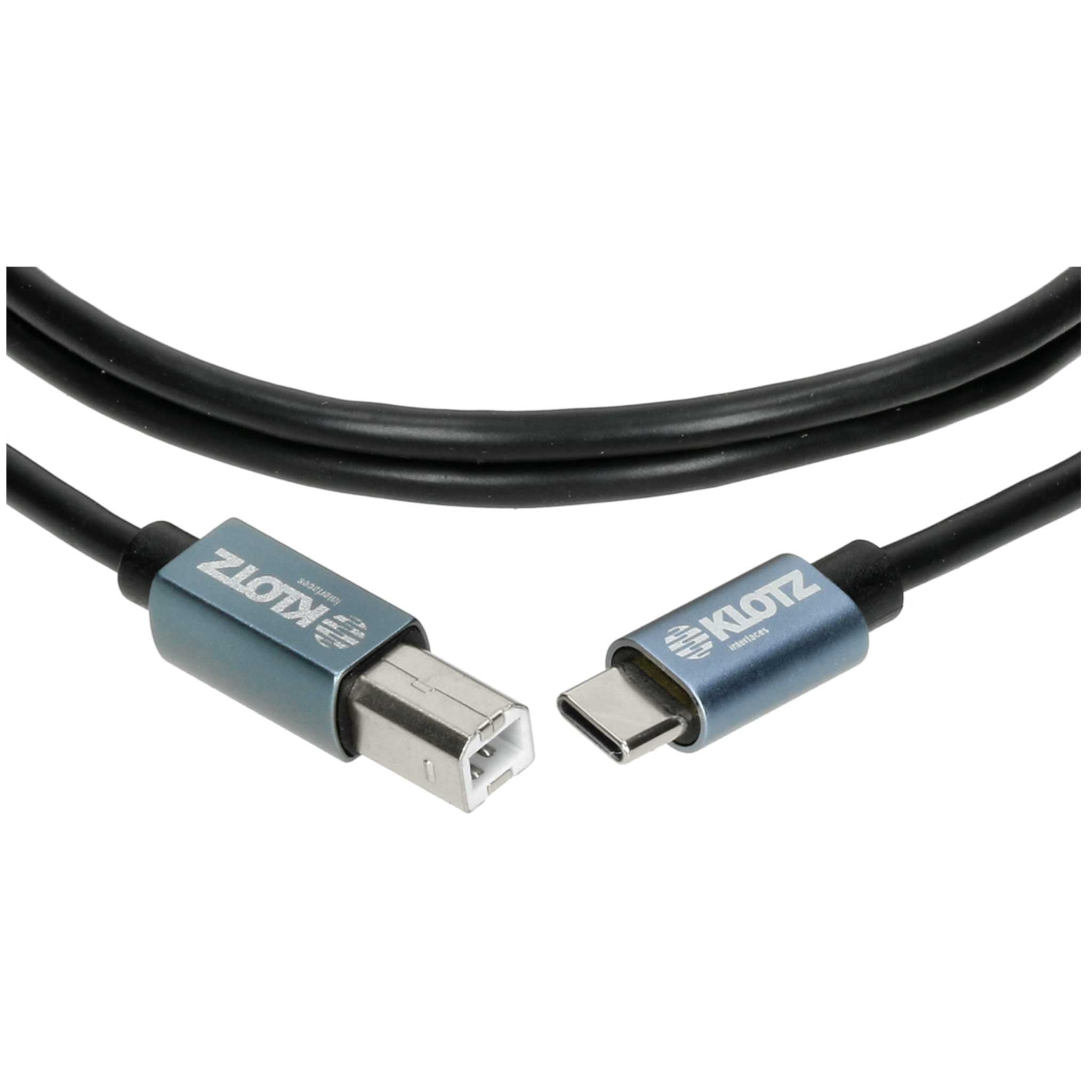 Klotz USB C auf B Kabel schwarz Stecker Detail