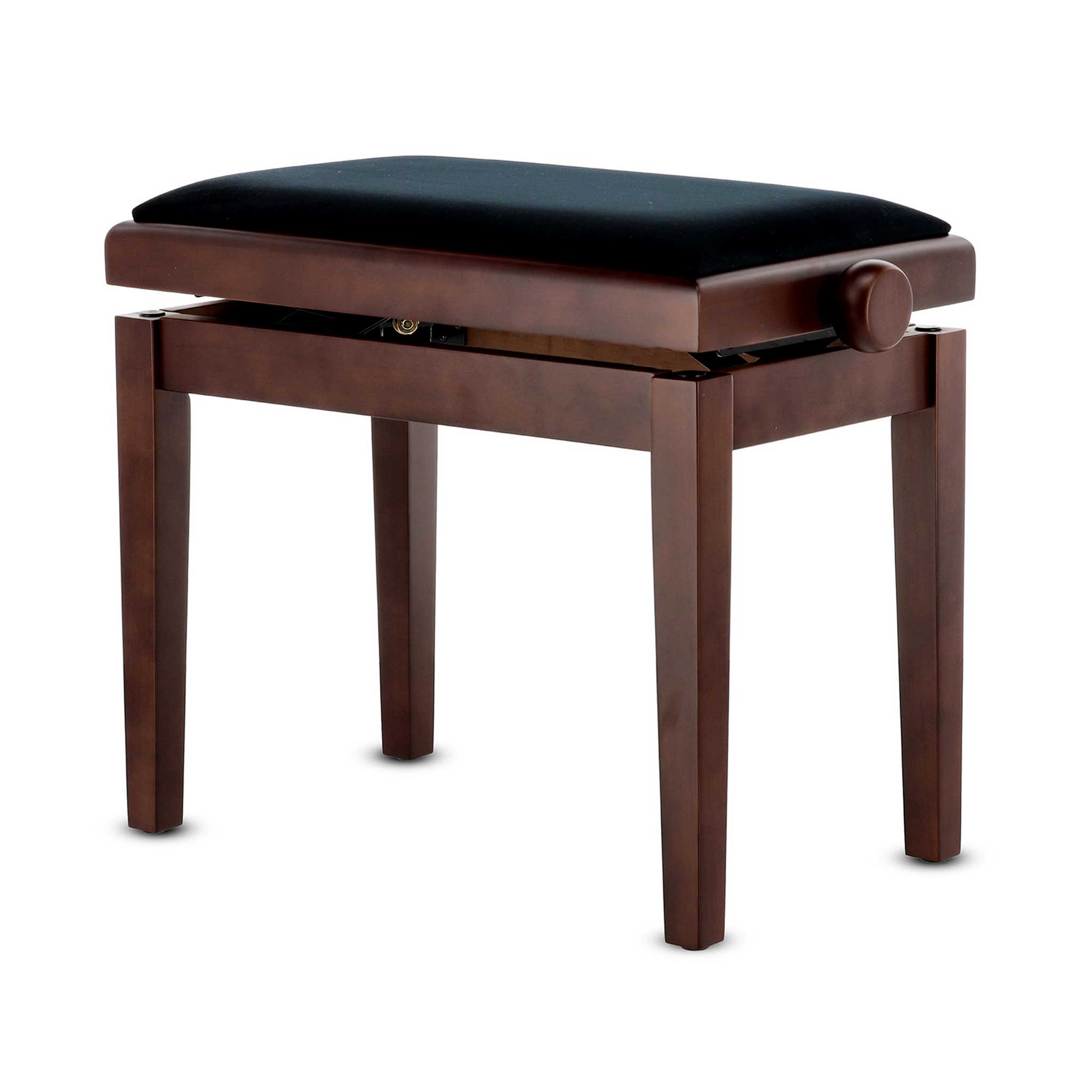 Gewa Klavierbank mit Schwarzem Stoff Nußbaum dunkel rechts winkel