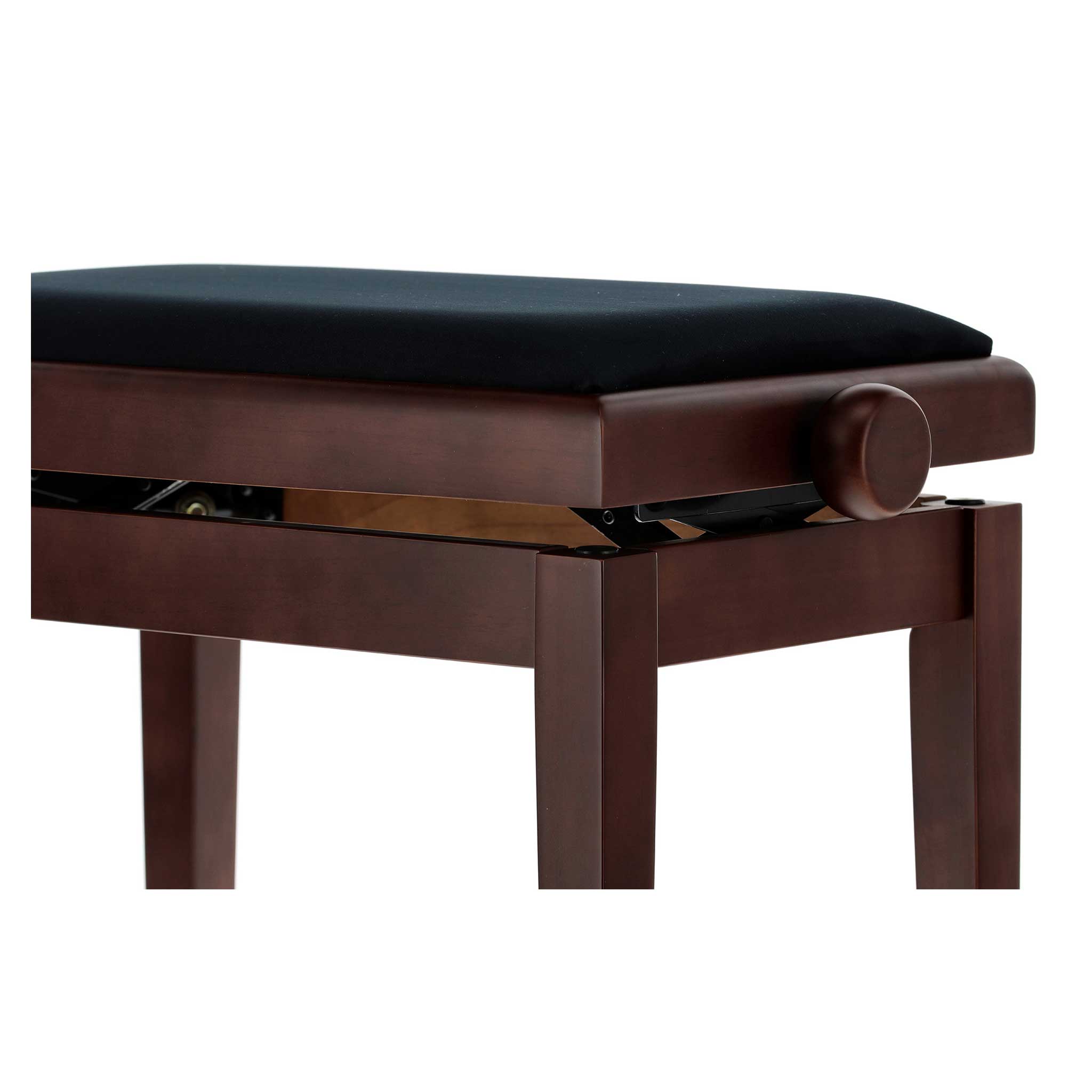 Gewa Klavierbank mit Schwarzem Stoff Nußbaum dunkel detail
