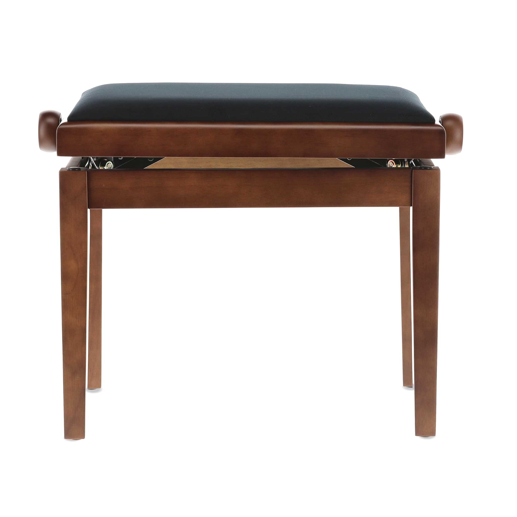 Klavierbank Braun mit schwarzem Polster front