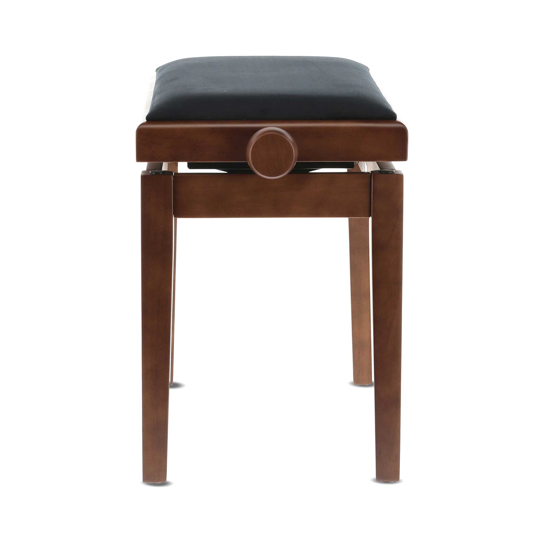 Klavierbank Braun mit schwarzem Polster seite