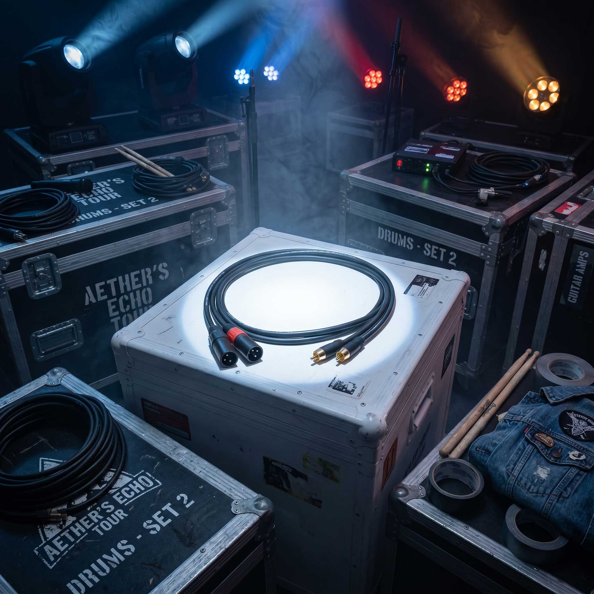 RCA auf XLR Male Kabel aufgerollt am tourcase