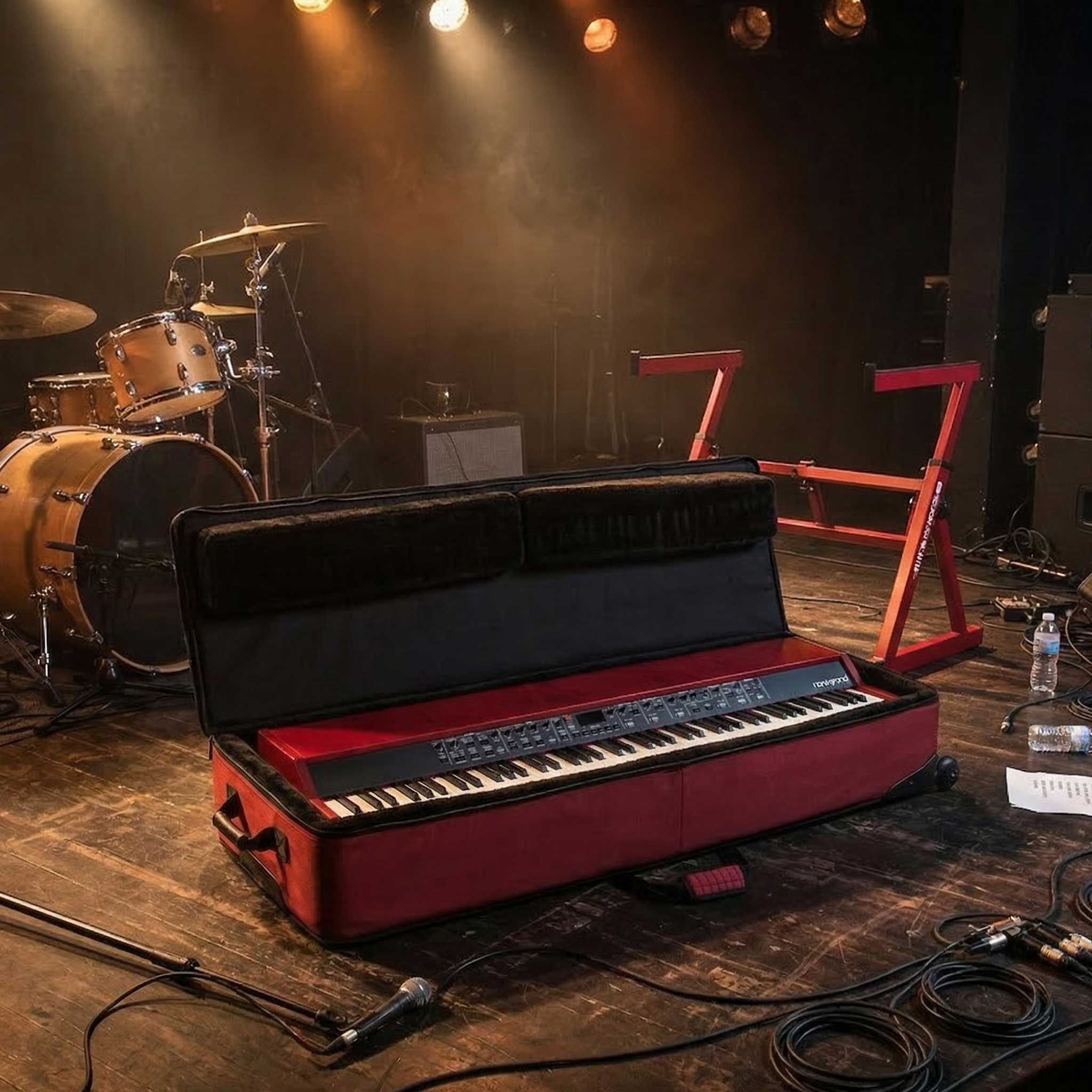 Nord Grand 2 Softcase mit Instrument offen auf Bühne