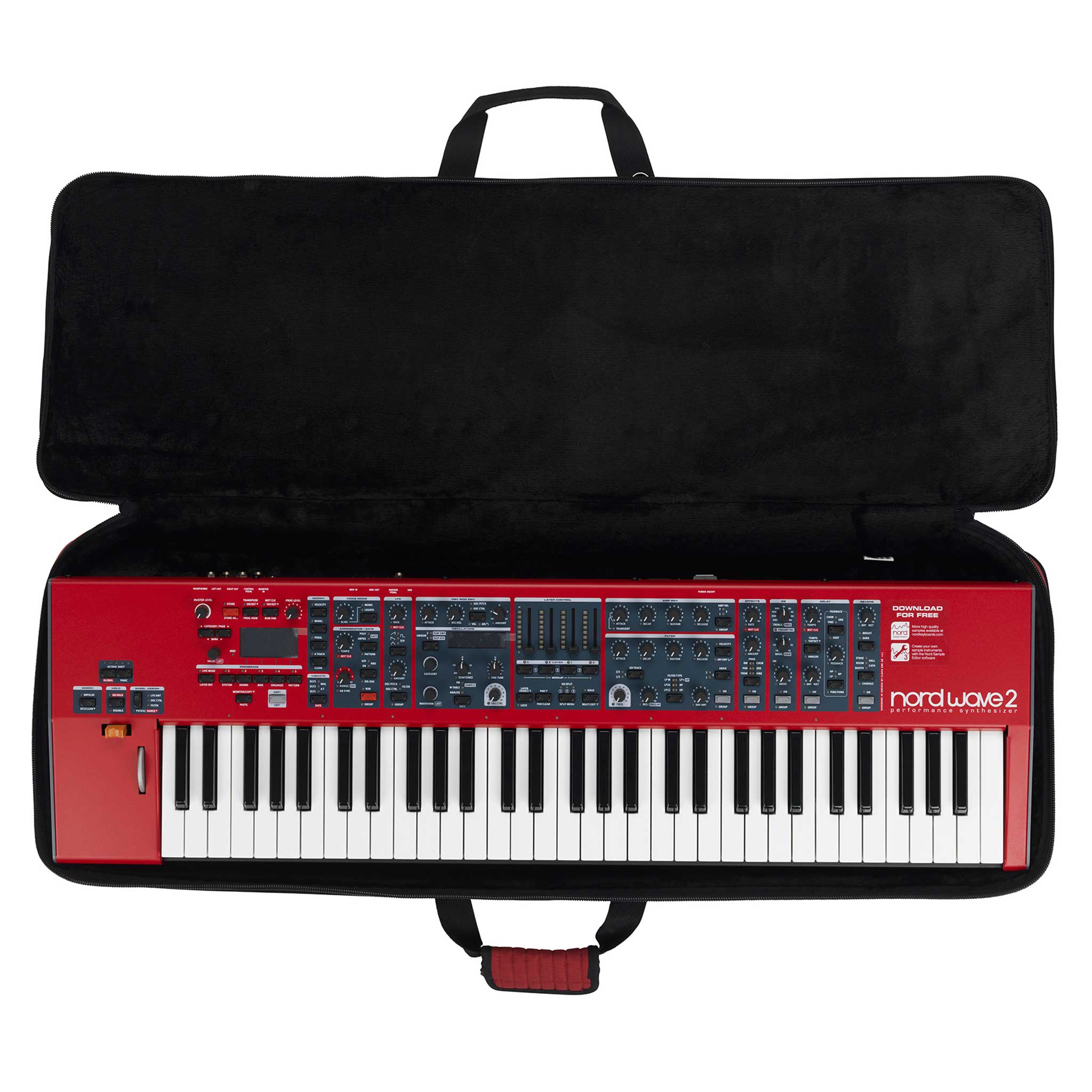 Nord Softcase 61 red open with keyboard