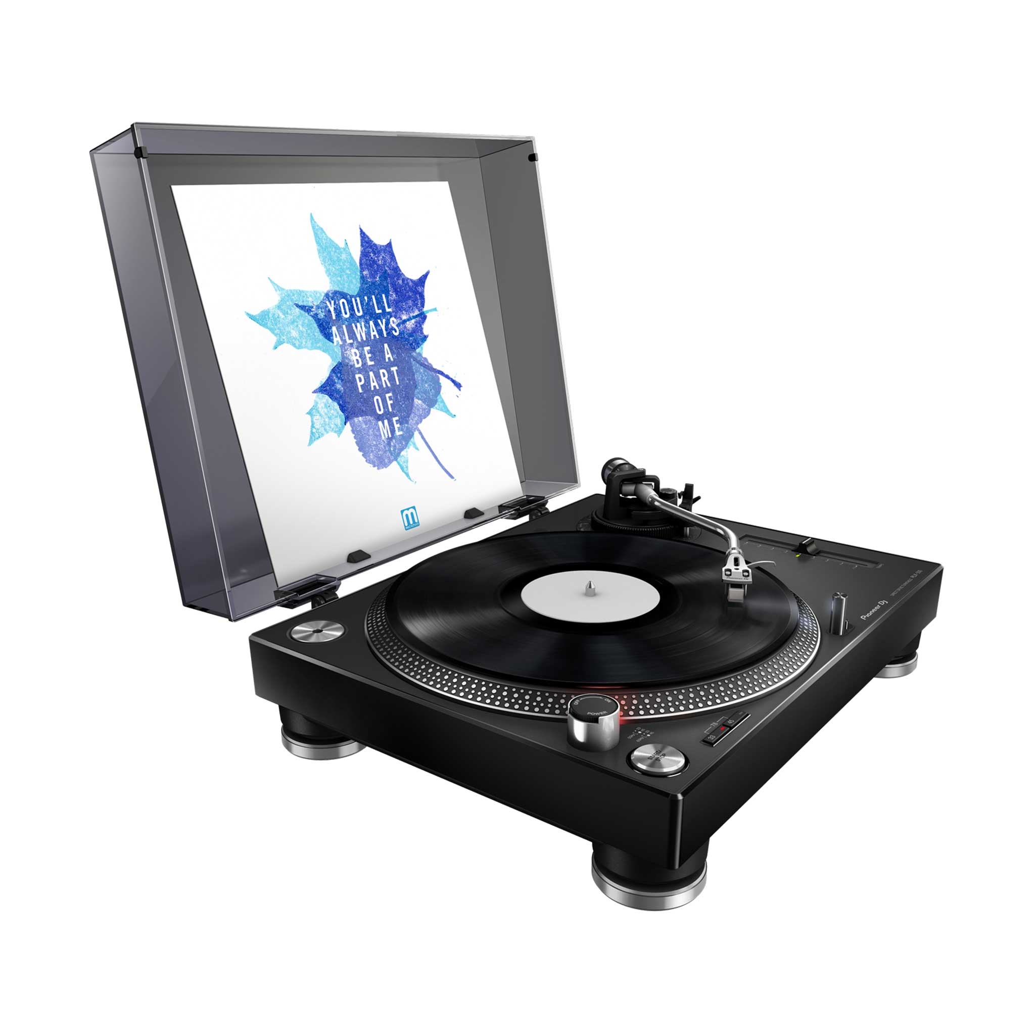 Pioneer Plattenspieler PLX 500 schwarz mit deckel seite