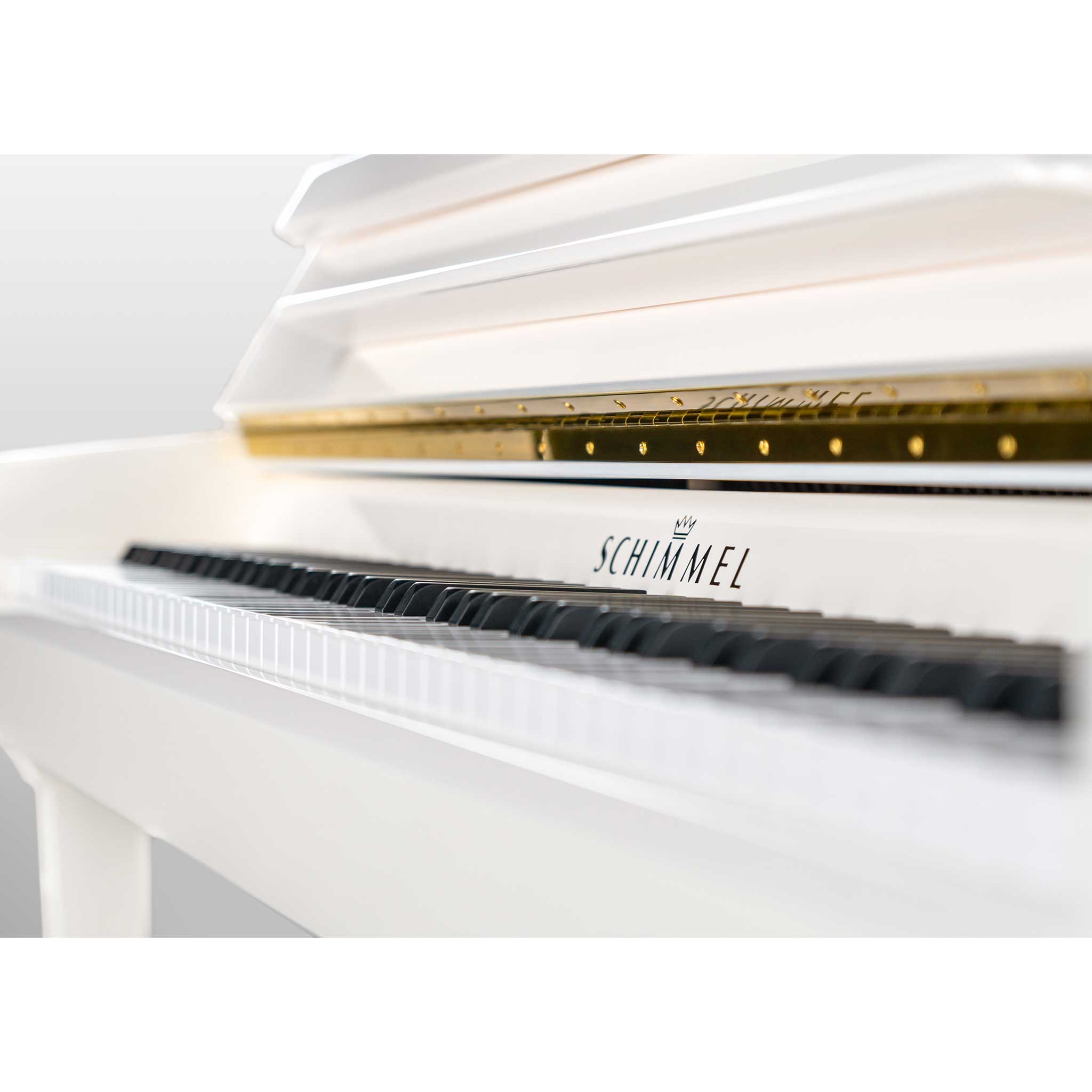 Schimmel Piano C116 Tradition weiss poliert front detail tastatur