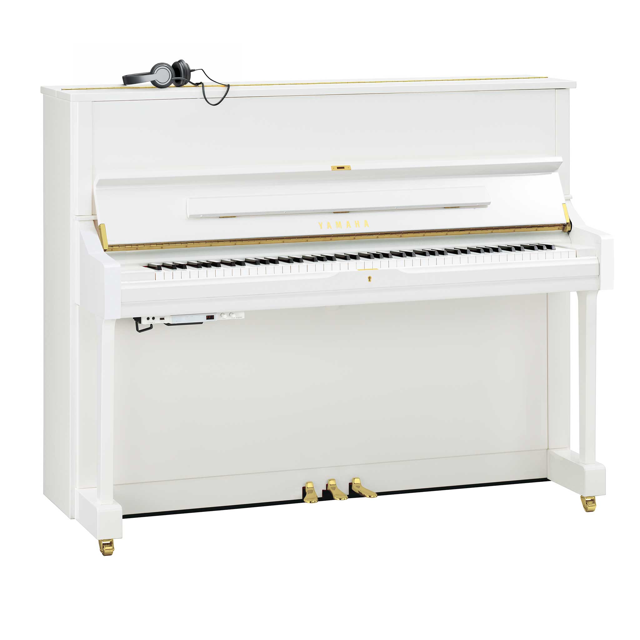 Yamaha U1TA3 Transacoustic Piano weiß mit Kopfhörer