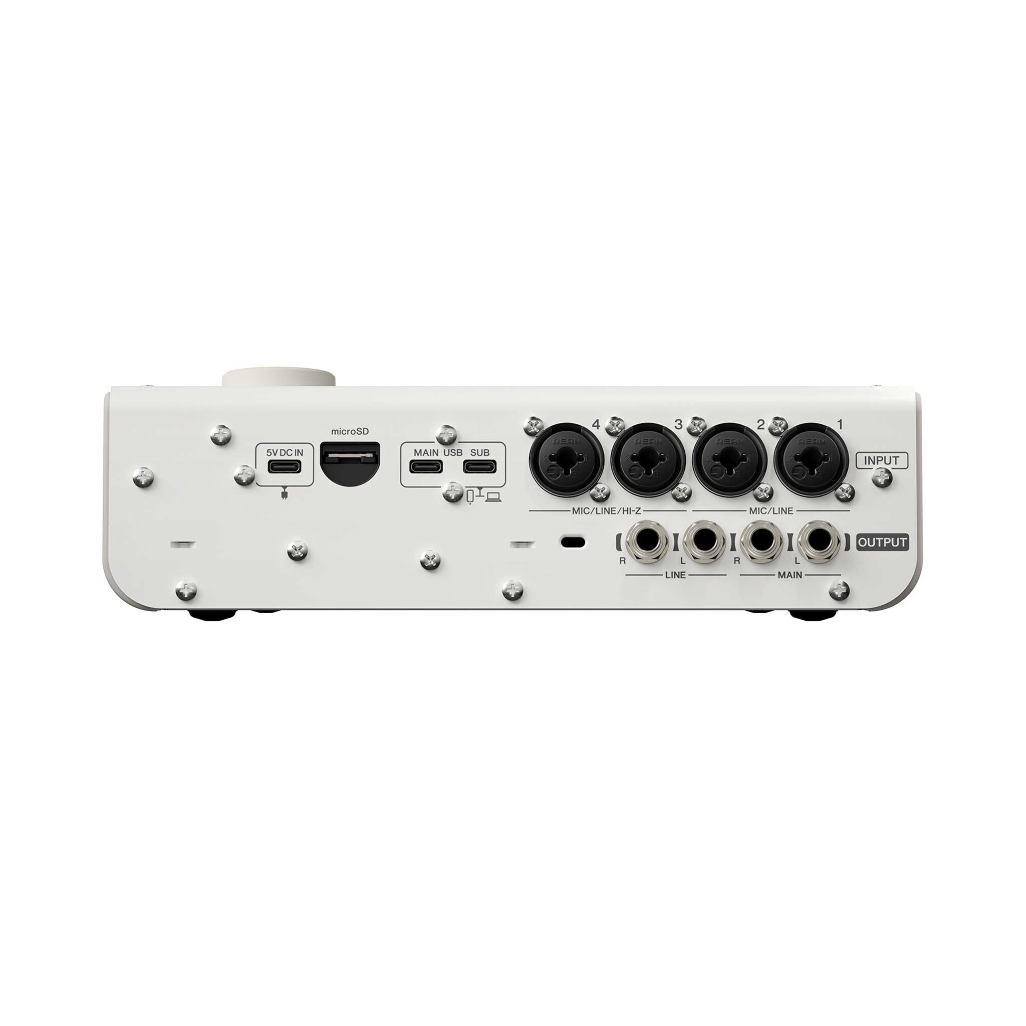 Yamaha URX44 weiß audio interface rückseite mit anschlüssen