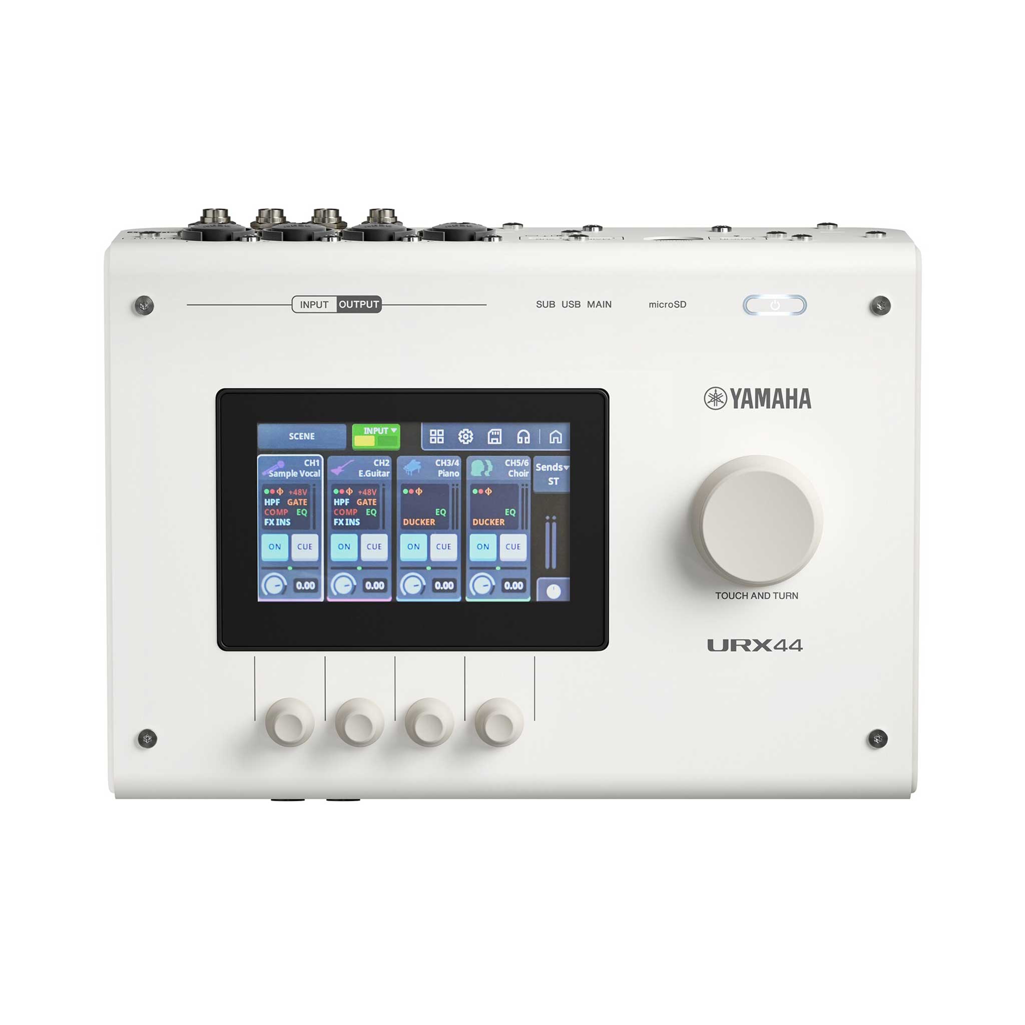 Yamaha URX44 weiß audio interface top