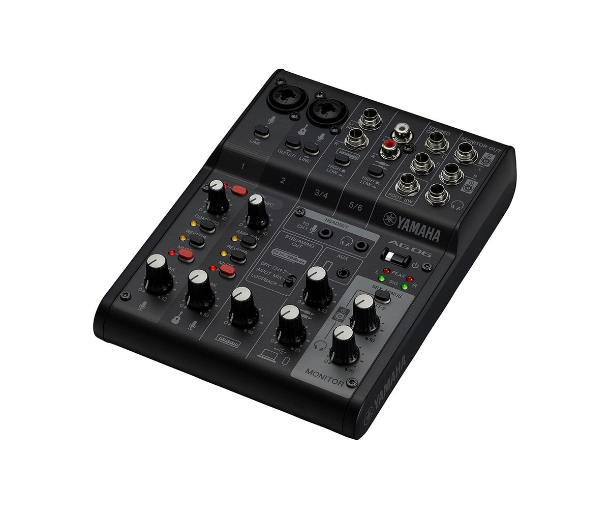 Yamaha AG06mk2 - LiveStreaming Audio Interface top angle
