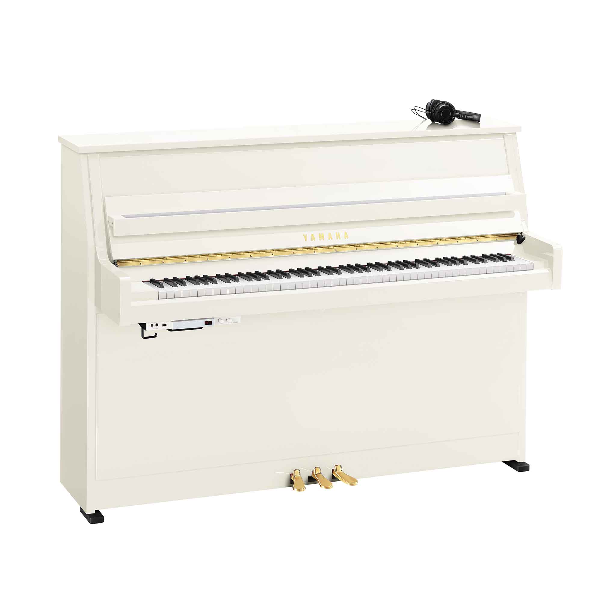 Piano Yamaha b10 weiß auf weißem Hintergrund mit Silentsystem und Kopfhörer