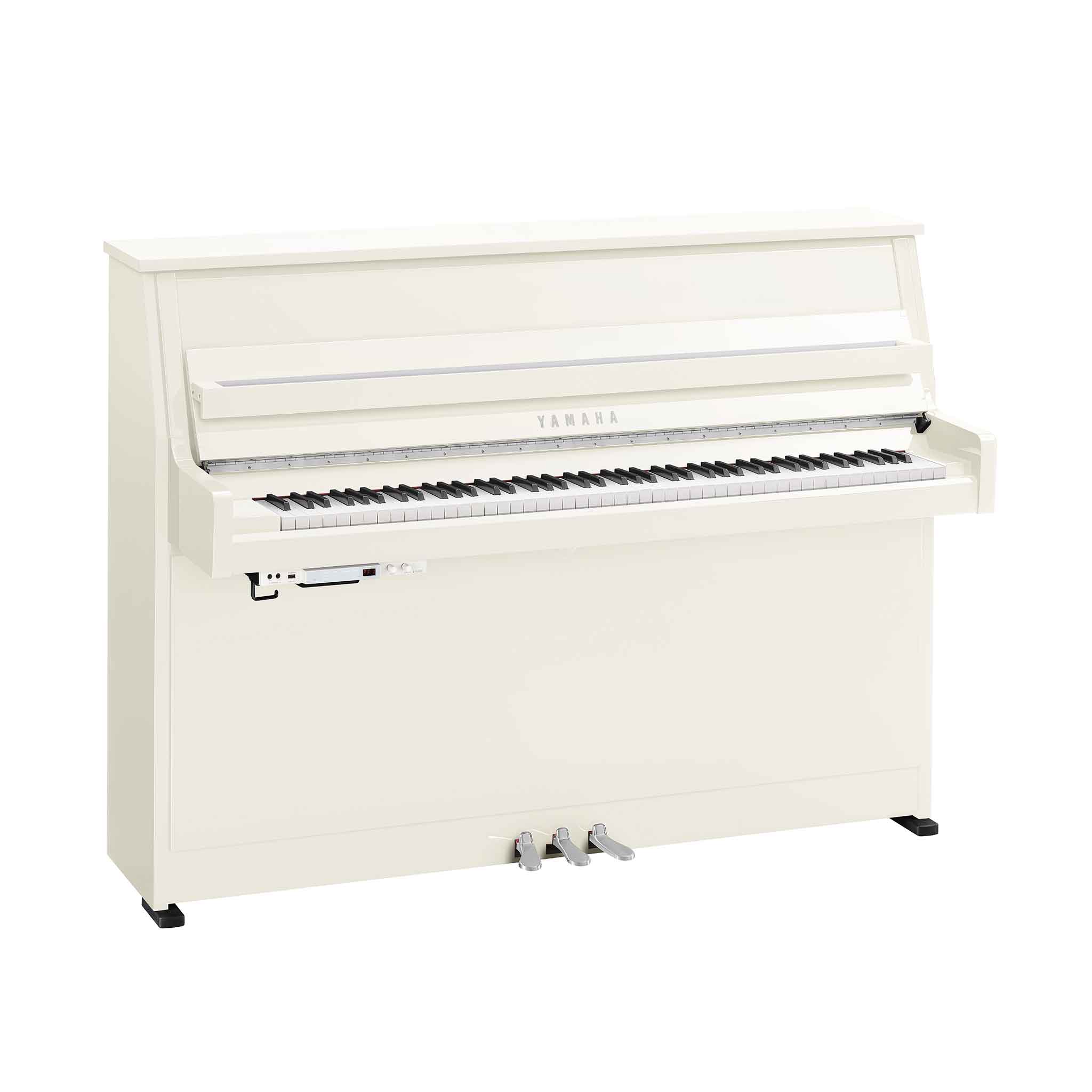 Piano Yamaha b10 weiß chrom auf weißem Hintergrund mit Transacoustic System