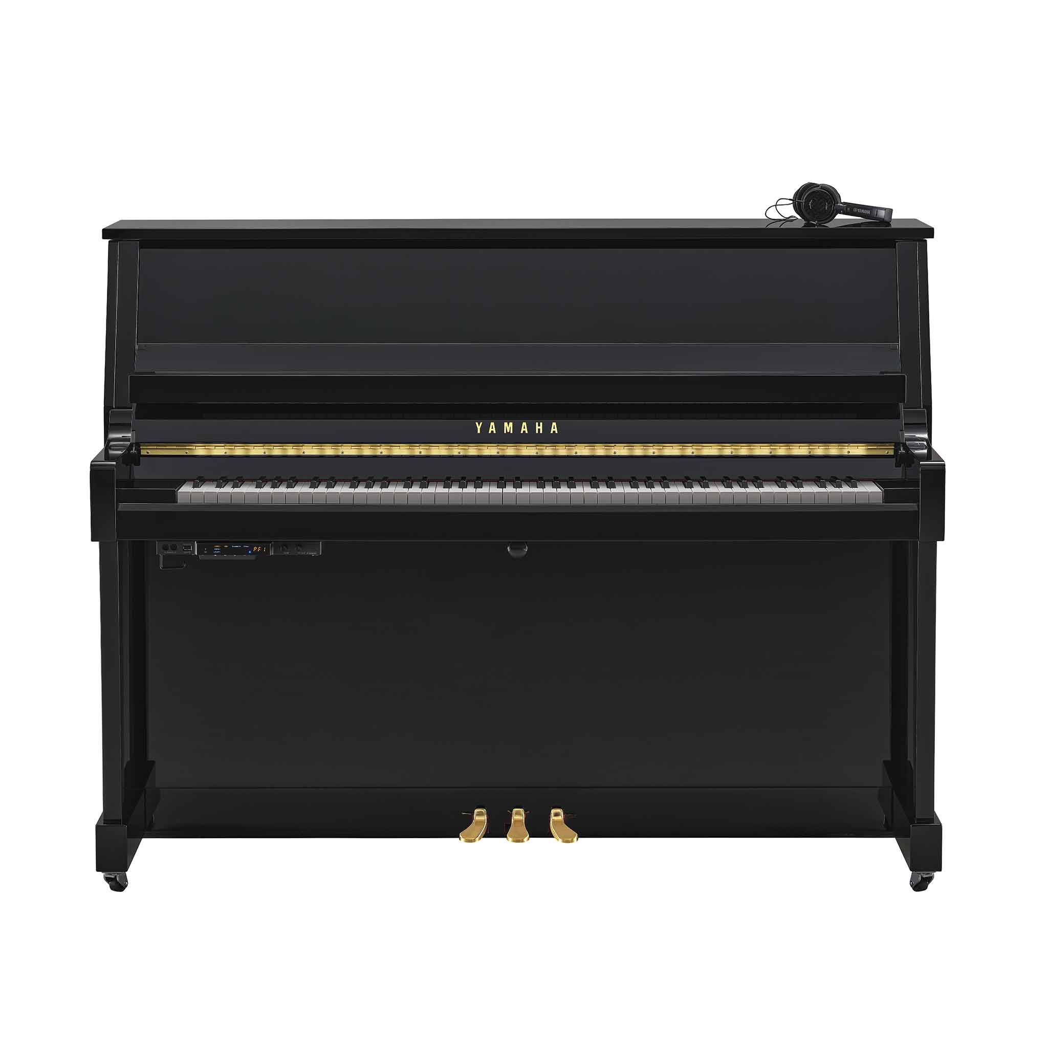 Piano Yamaha b20 schwarz poliert Silentsystem und Kopfhörer front
