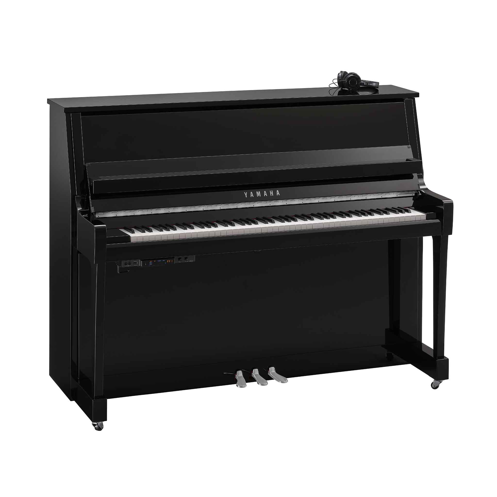 Piano Yamaha b20 schwarz poliert Silentsystem und Kopfhörer angle