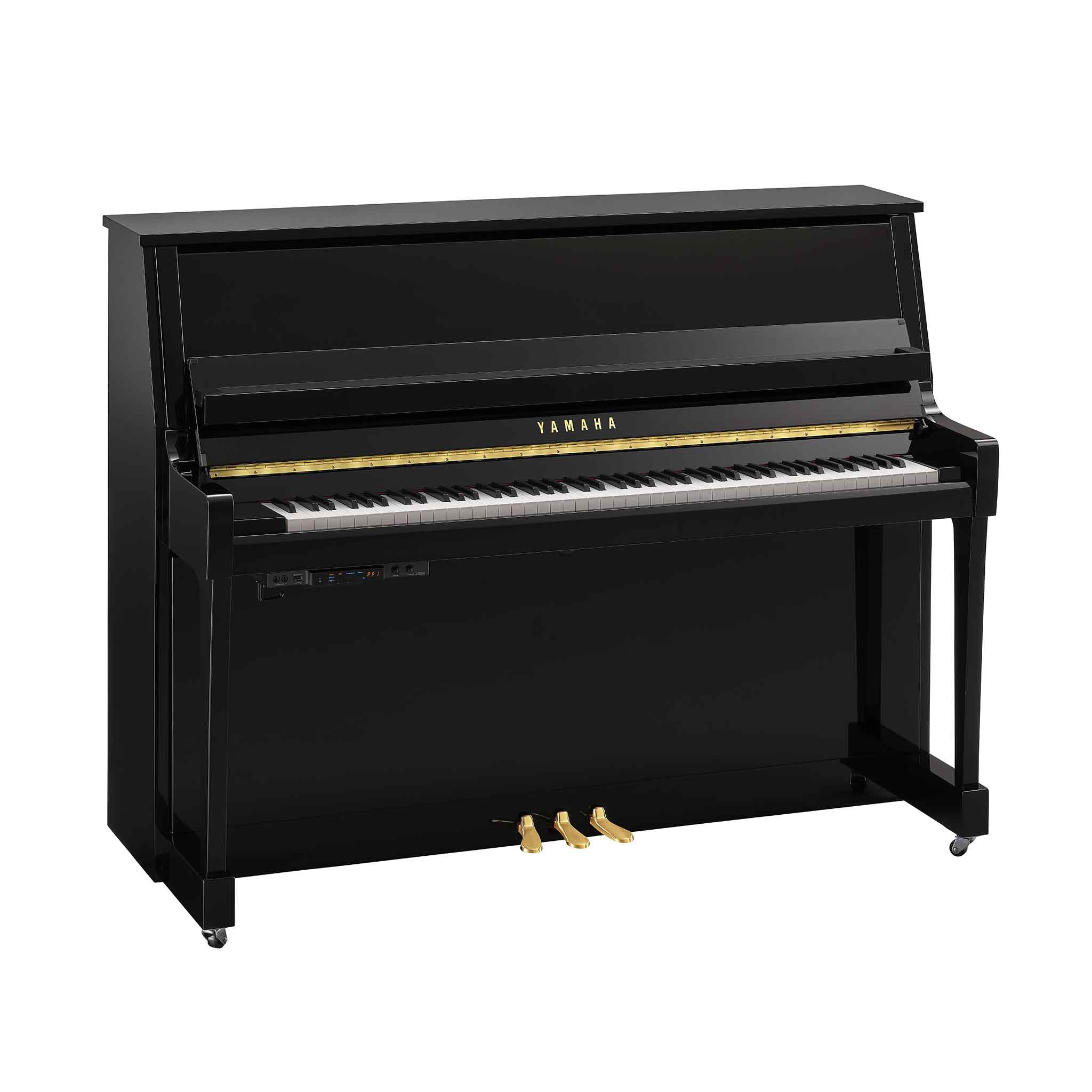 Piano Yamaha b20 schwarz auf weißem Hintergrund mit Transacoustic System