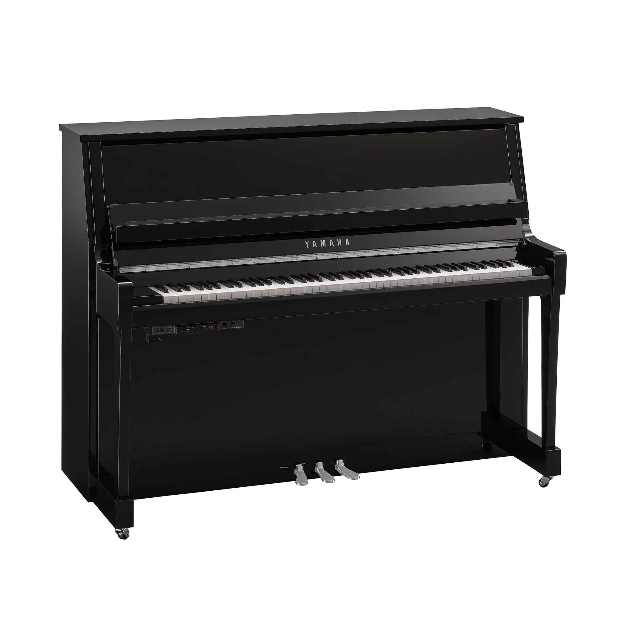 Piano Yamaha b20 schwarz chrom auf weißem Hintergrund mit Transacoustic System