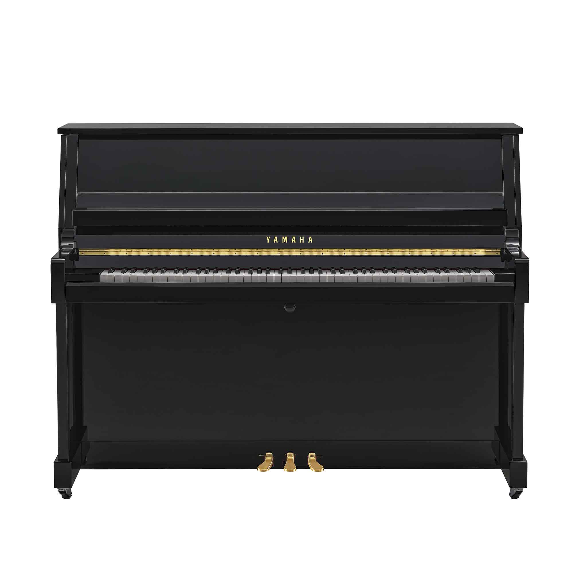 Piano Yamaha b20 schwarz auf weißem Hintergrund 