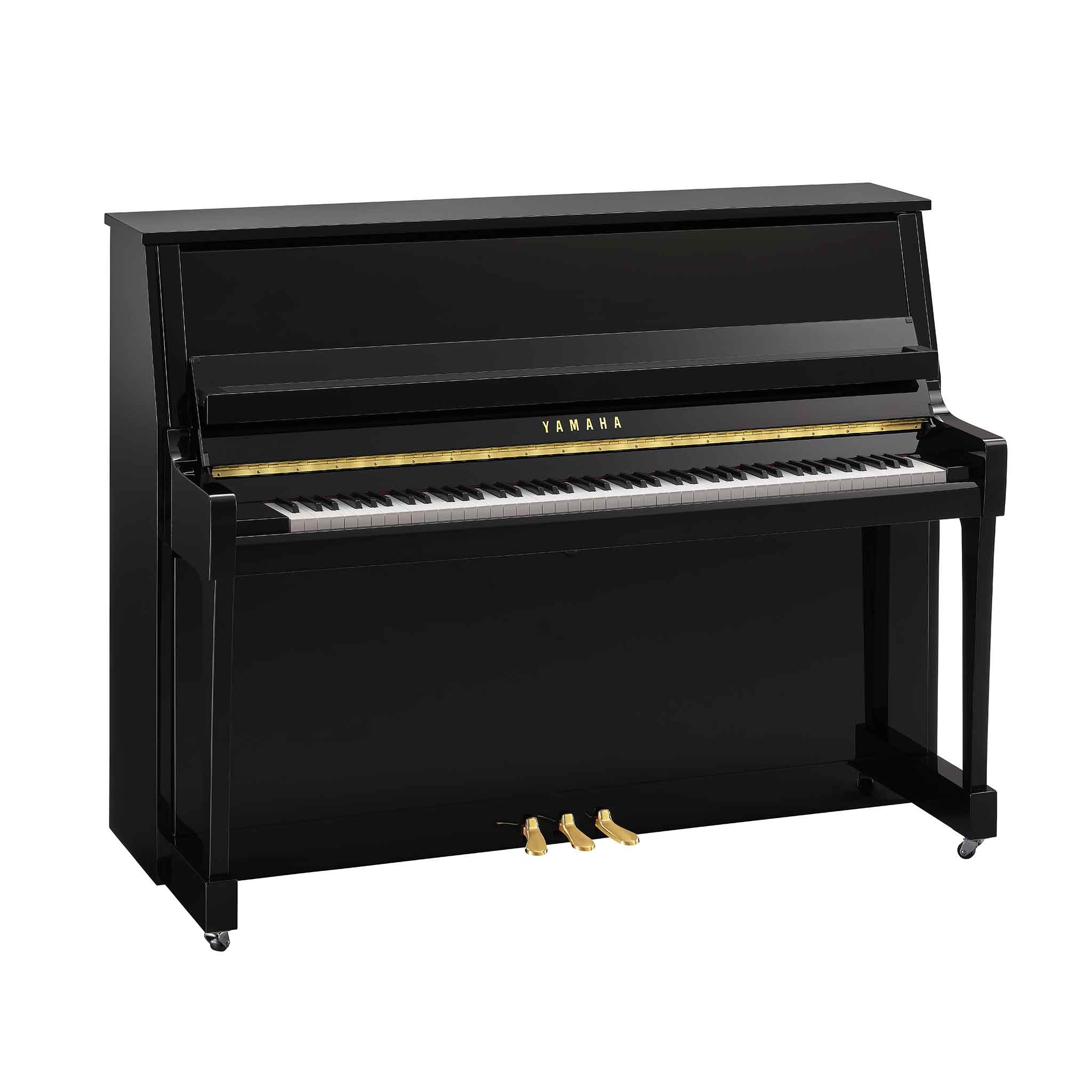 Piano Yamaha b20 schwarz auf weißem Hintergrund 