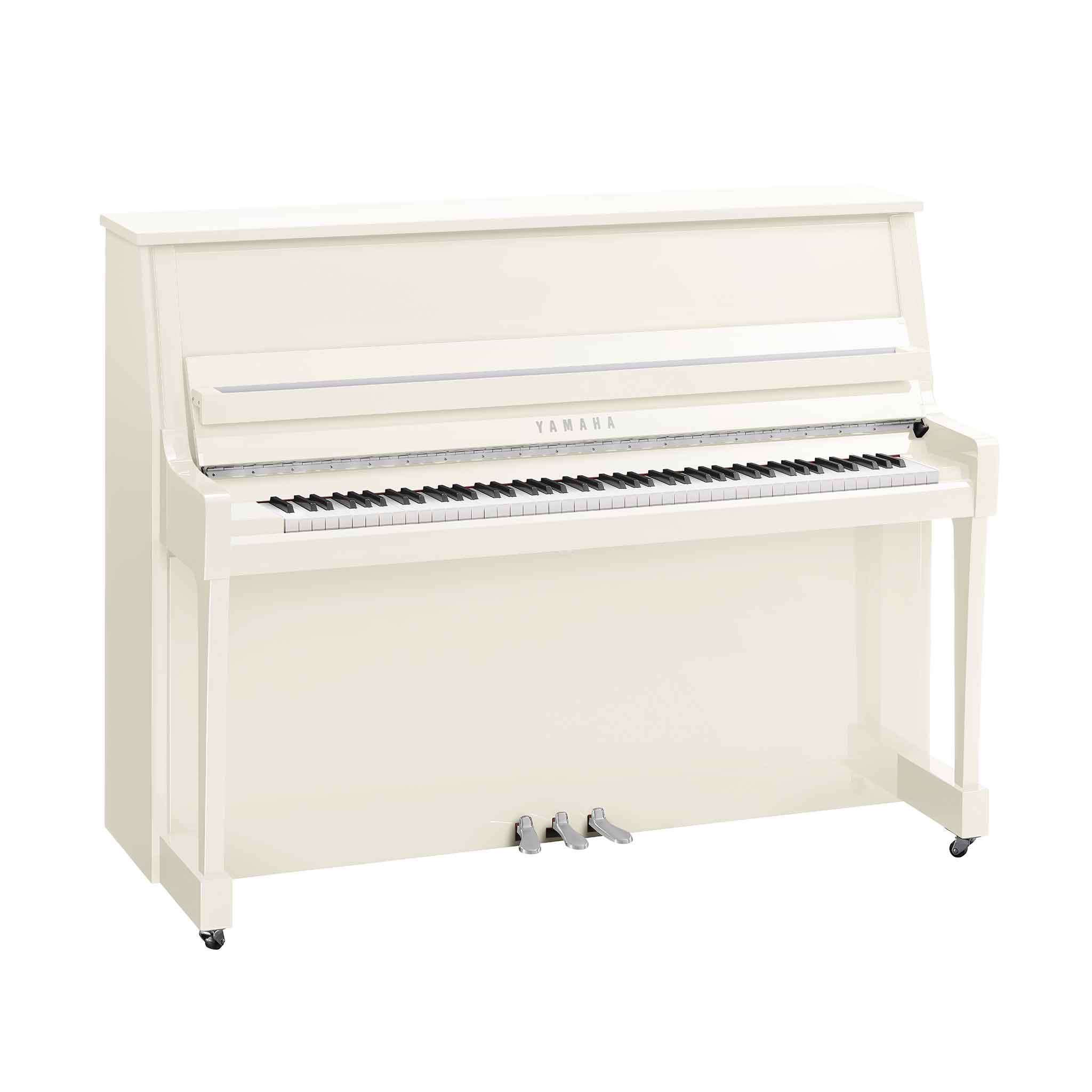 Piano Yamaha b20 weiß chrom auf weißem Hintergrund 