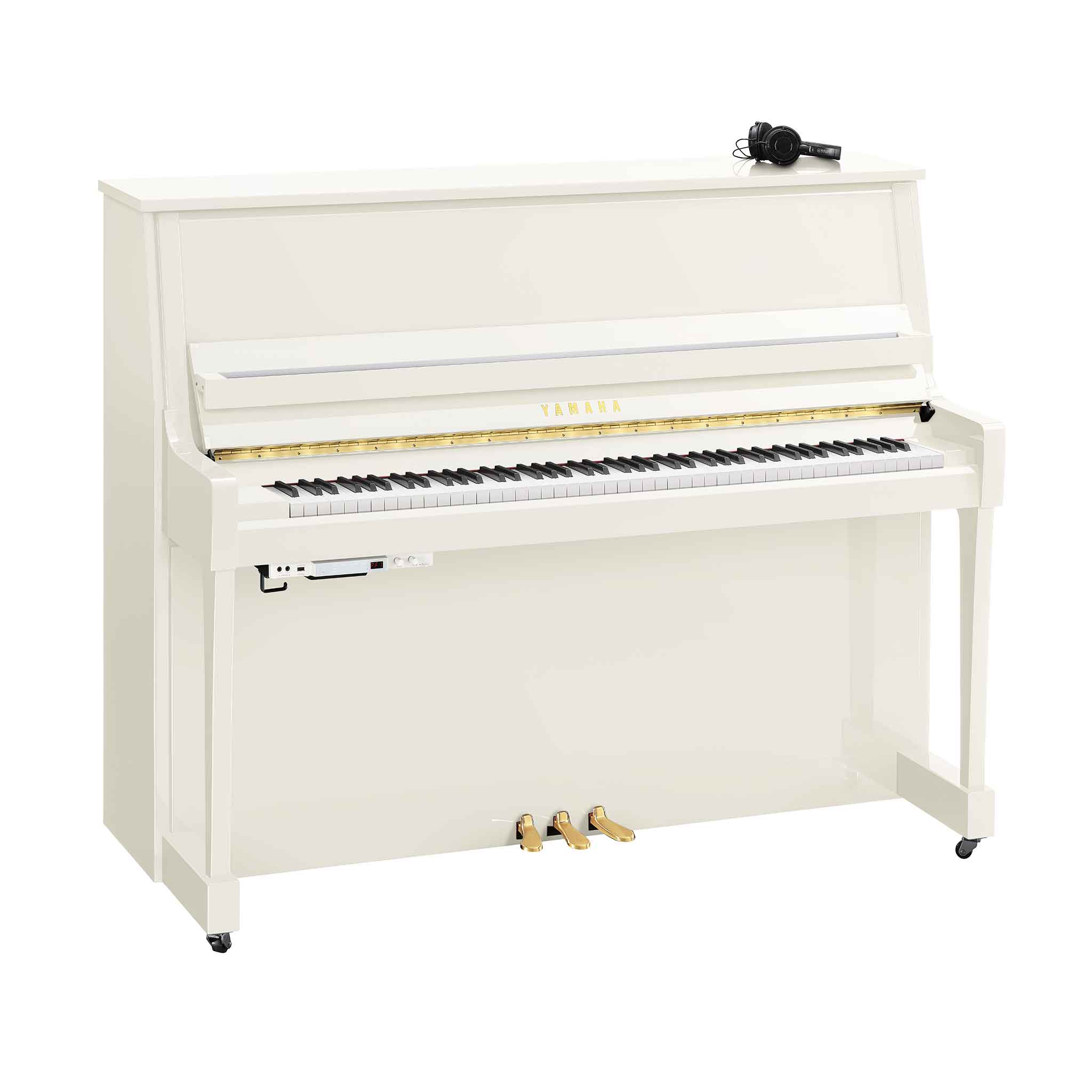 Piano Yamaha b30 weiß auf weißem Hintergrund mit Silentsystem und Kopfhörer