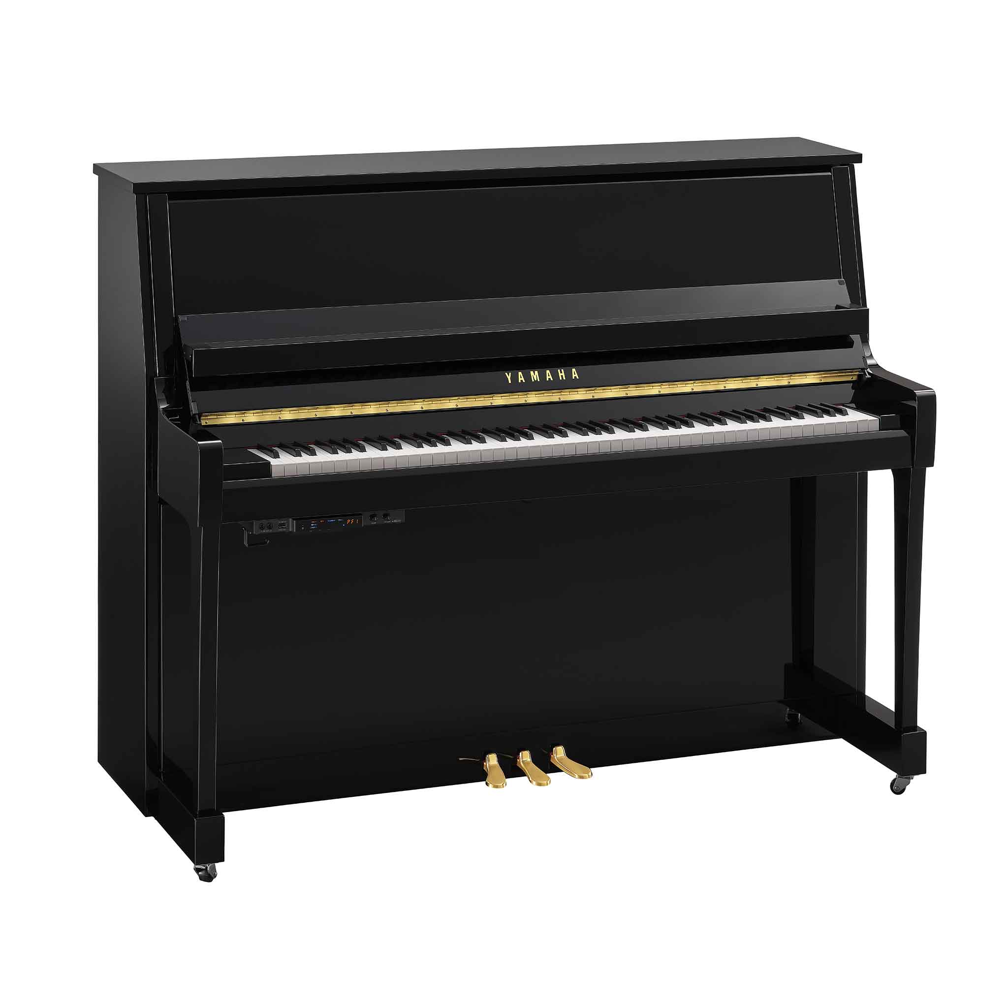 Piano Yamaha b30 schwarz auf weißem Hintergrund mit Transacoustic System