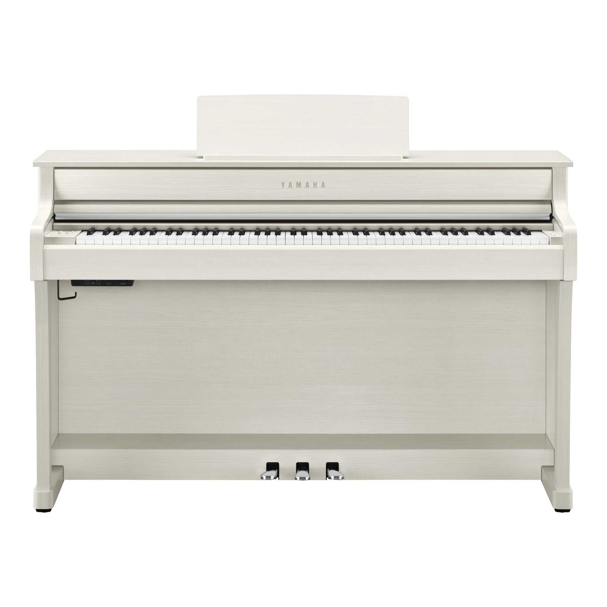 Yamaha CLP-835 WB White Birch Vorderansicht mit Tastatur und Pedalen