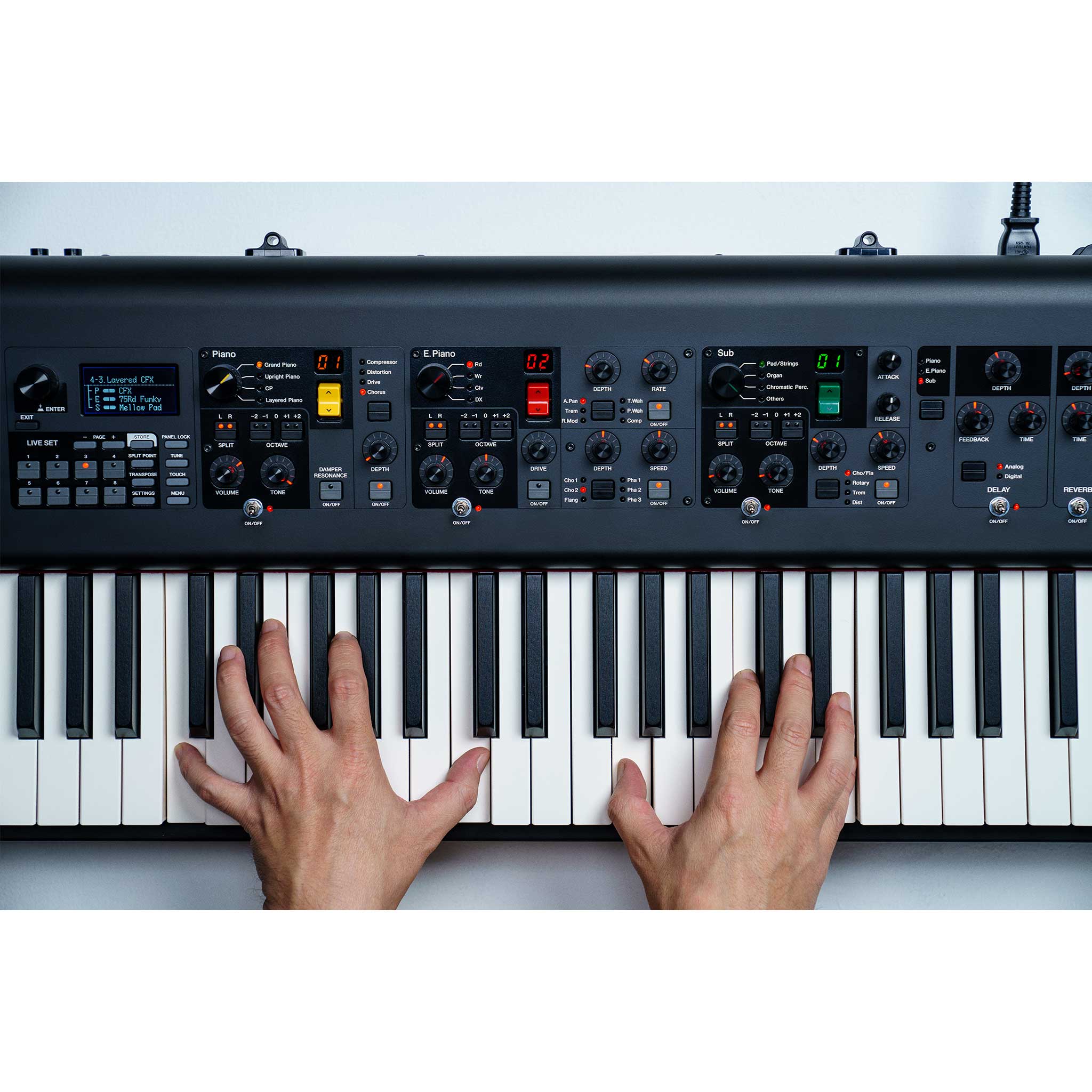Yamaha CP88 top hands playing