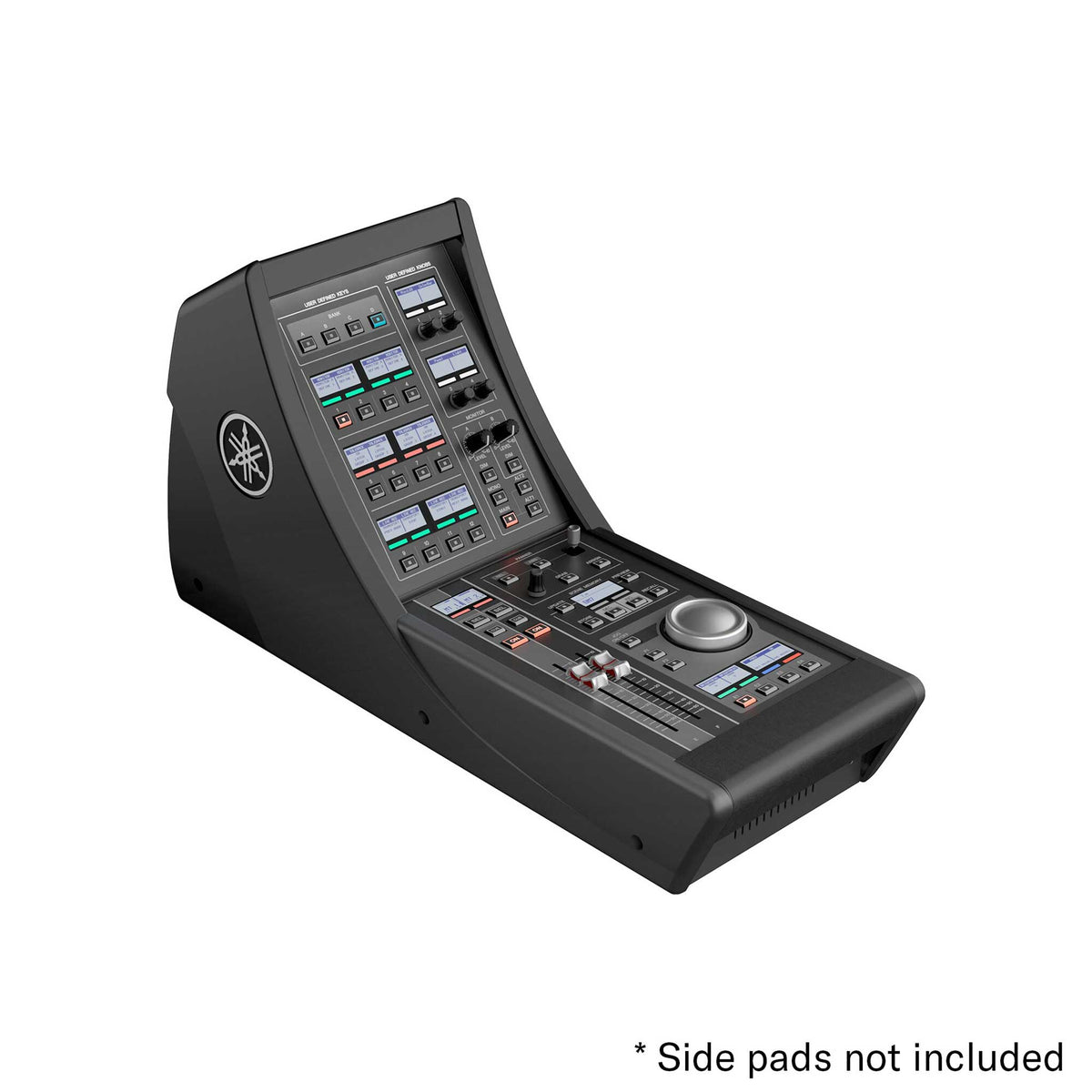 Yamaha DM7 Control schräg von links mit montierten Seitenteilen; Seitenteile laut Bildhinweis nicht enthalten
