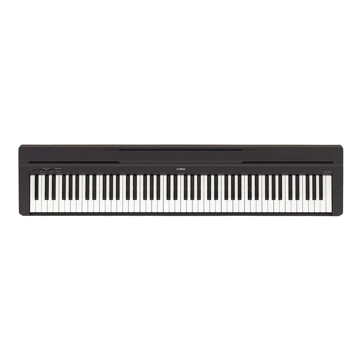 Yamaha P-45 Digitalpiano in Schwarz, Draufsicht mit vollständiger Tastatur und Bedienelementen