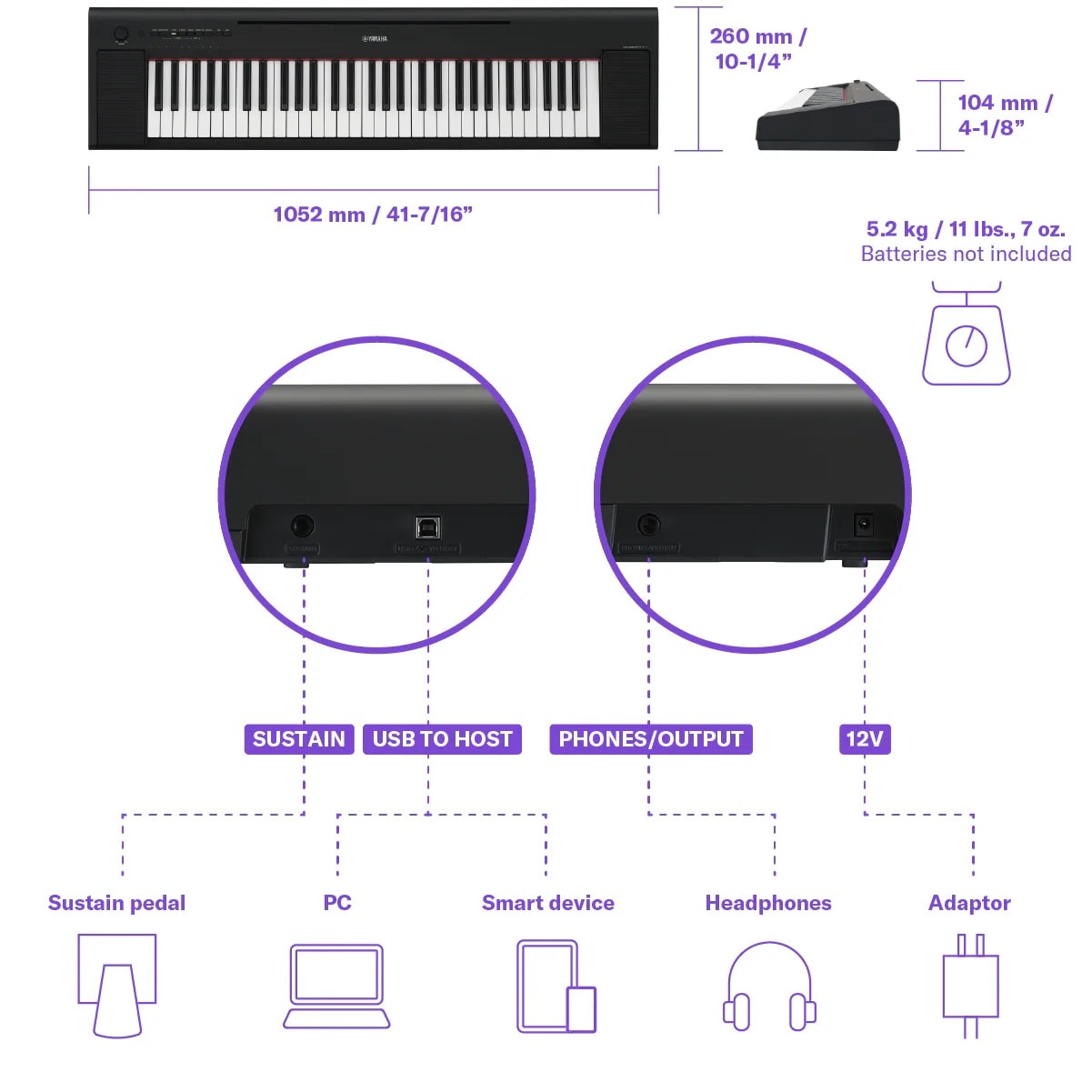 Yamaha NP-15 Dimensions